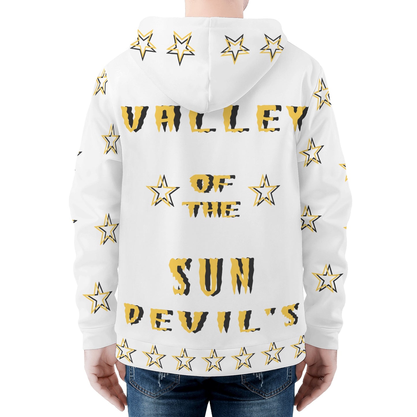 Sun Devil "Follow The Fork" Mens White Zip Hoodie