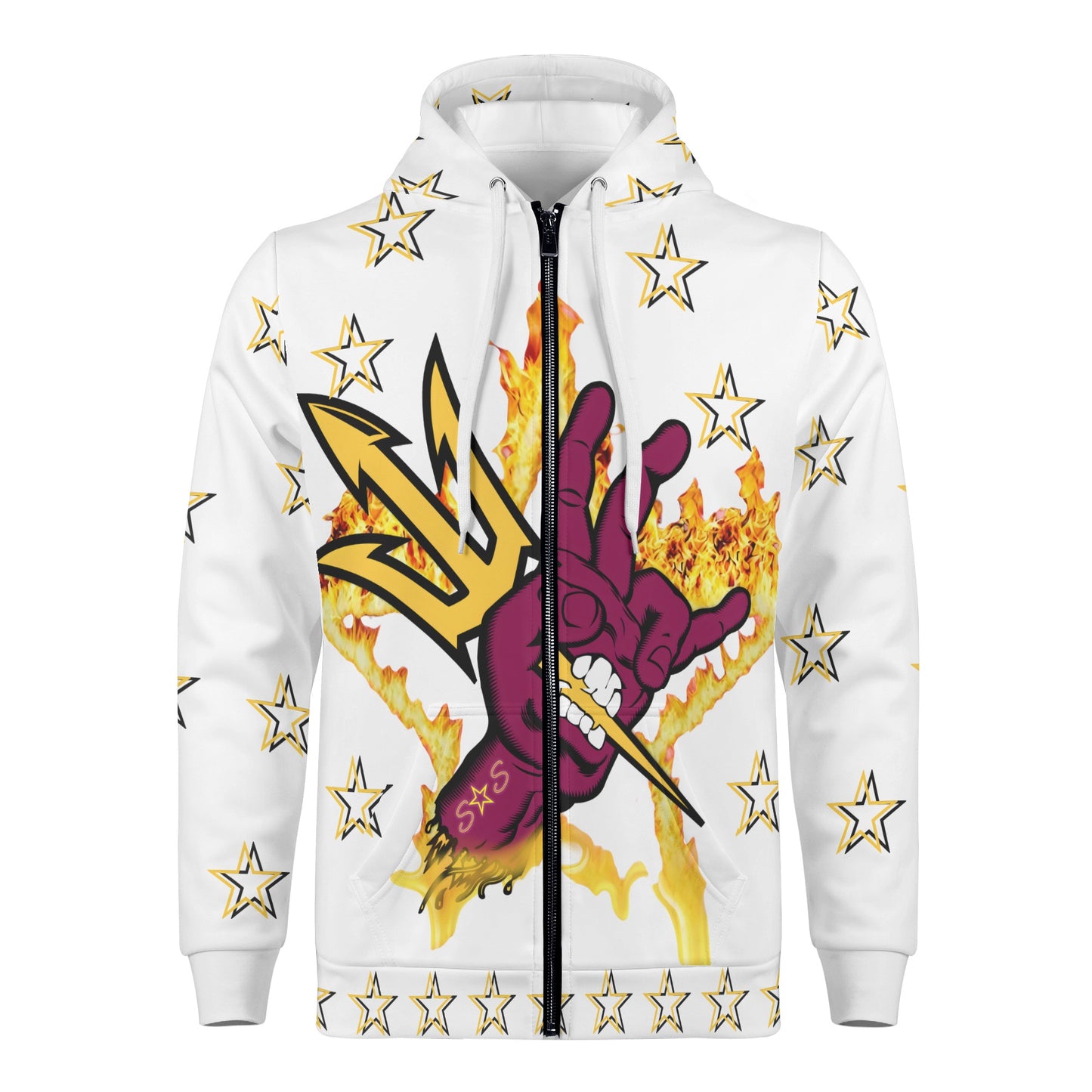 Sun Devil "Follow The Fork" Mens White Zip Hoodie