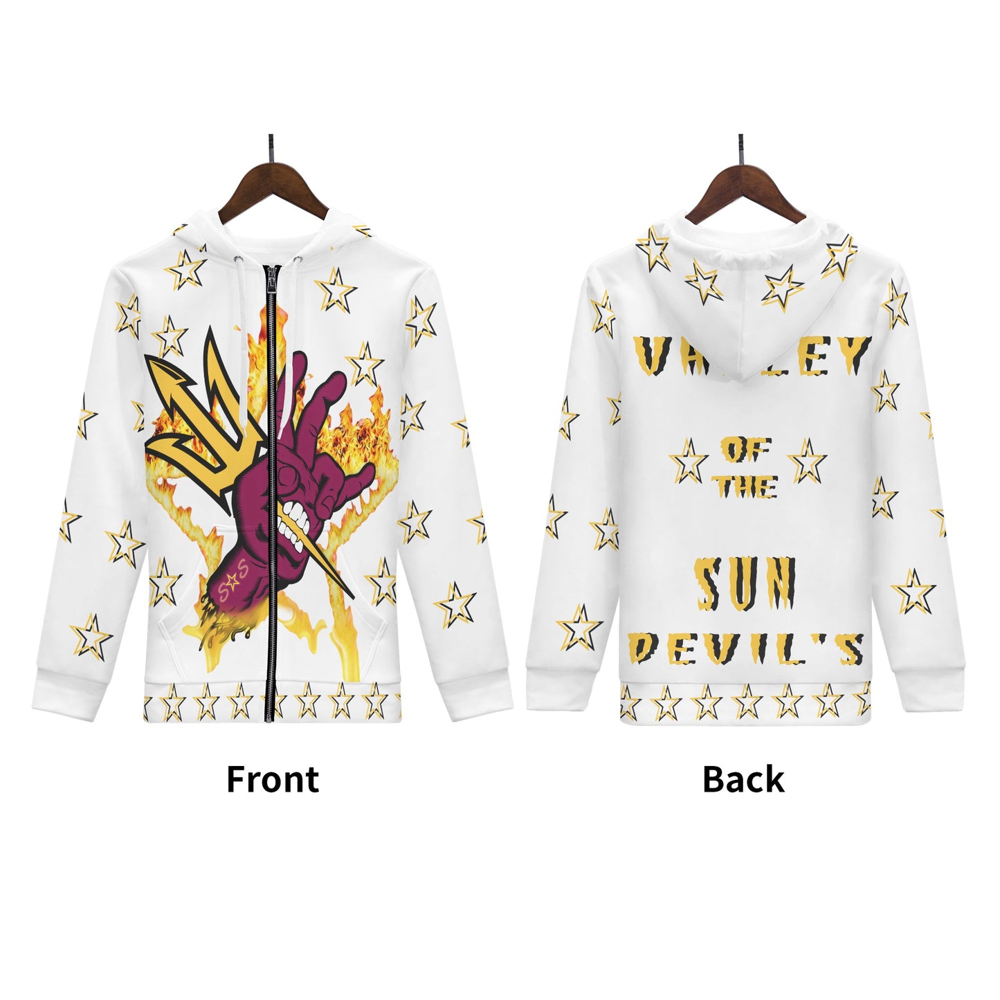 Sun Devil "Follow The Fork" Mens White Zip Hoodie