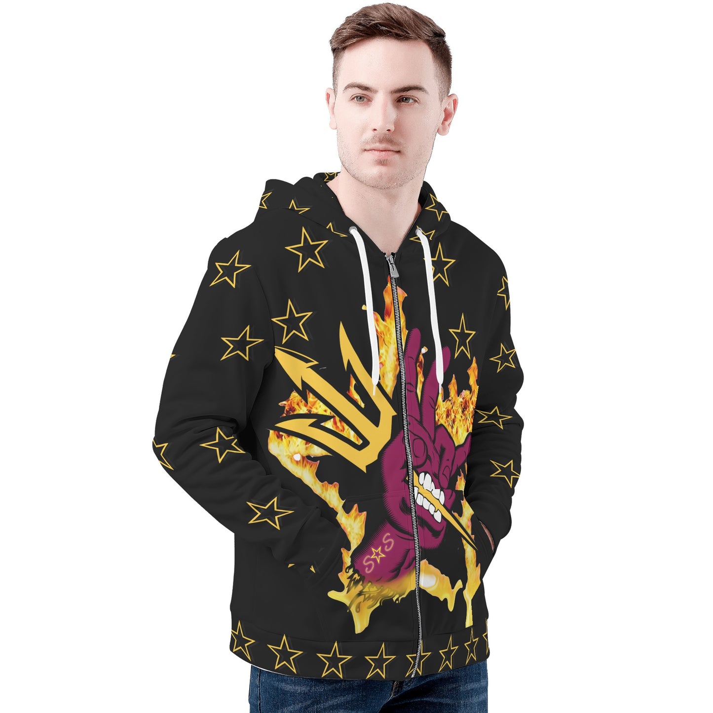 Sun Devil Follow The Fork Mens Black Zip Hoodie