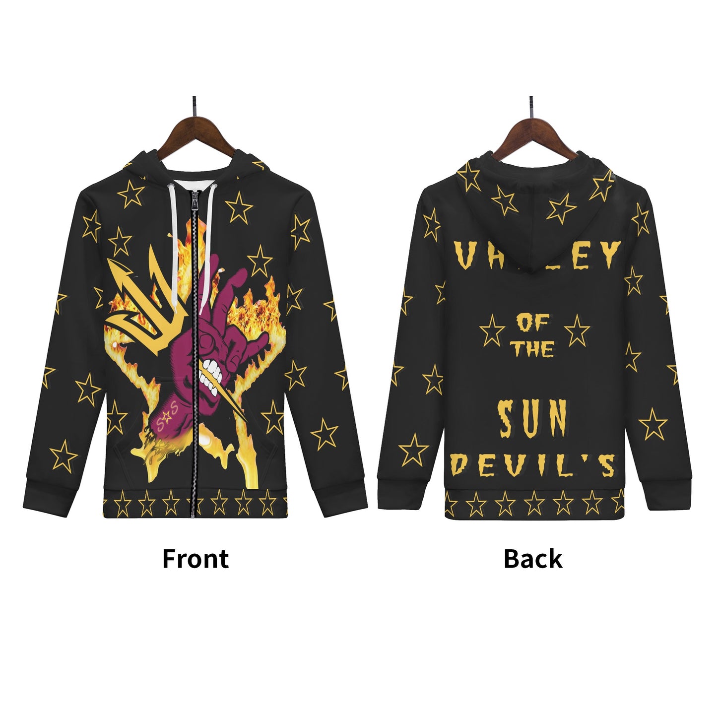 Sun Devil Follow The Fork Mens Black Zip Hoodie