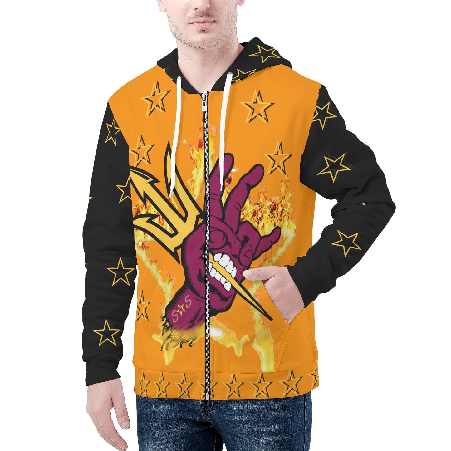 Sun Devil Follow The Fork Mens Orange/Black Zip Hoodie