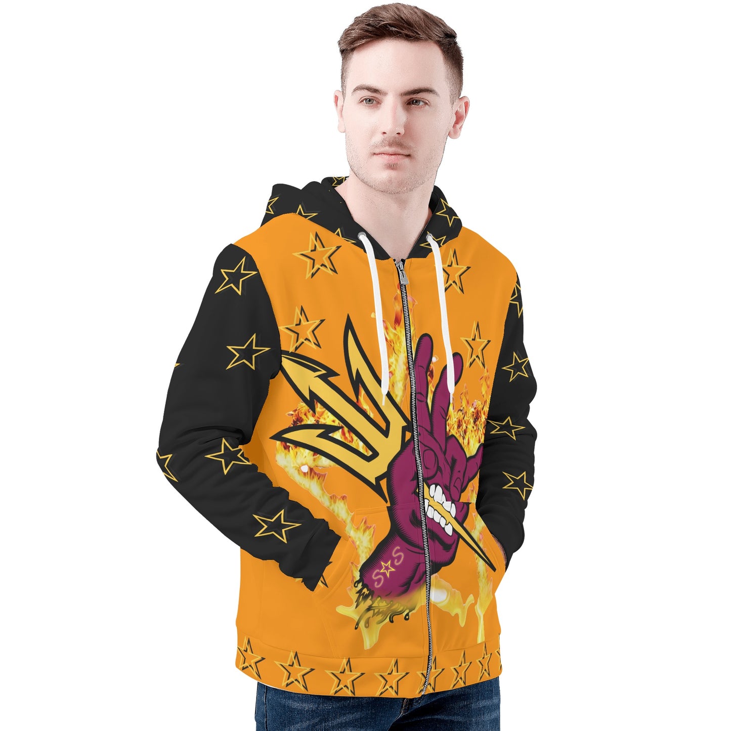 Sun Devil Follow The Fork Mens Orange/Black Zip Hoodie