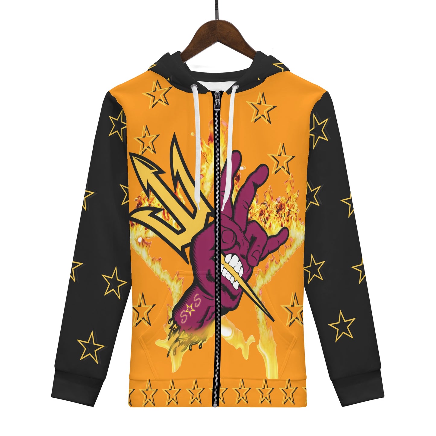 Sun Devil Follow The Fork Mens Orange/Black Zip Hoodie