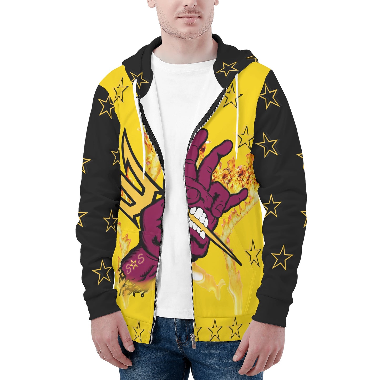 Sun Devil Follow The Fork Mens Gold/Black Zip Hoodie