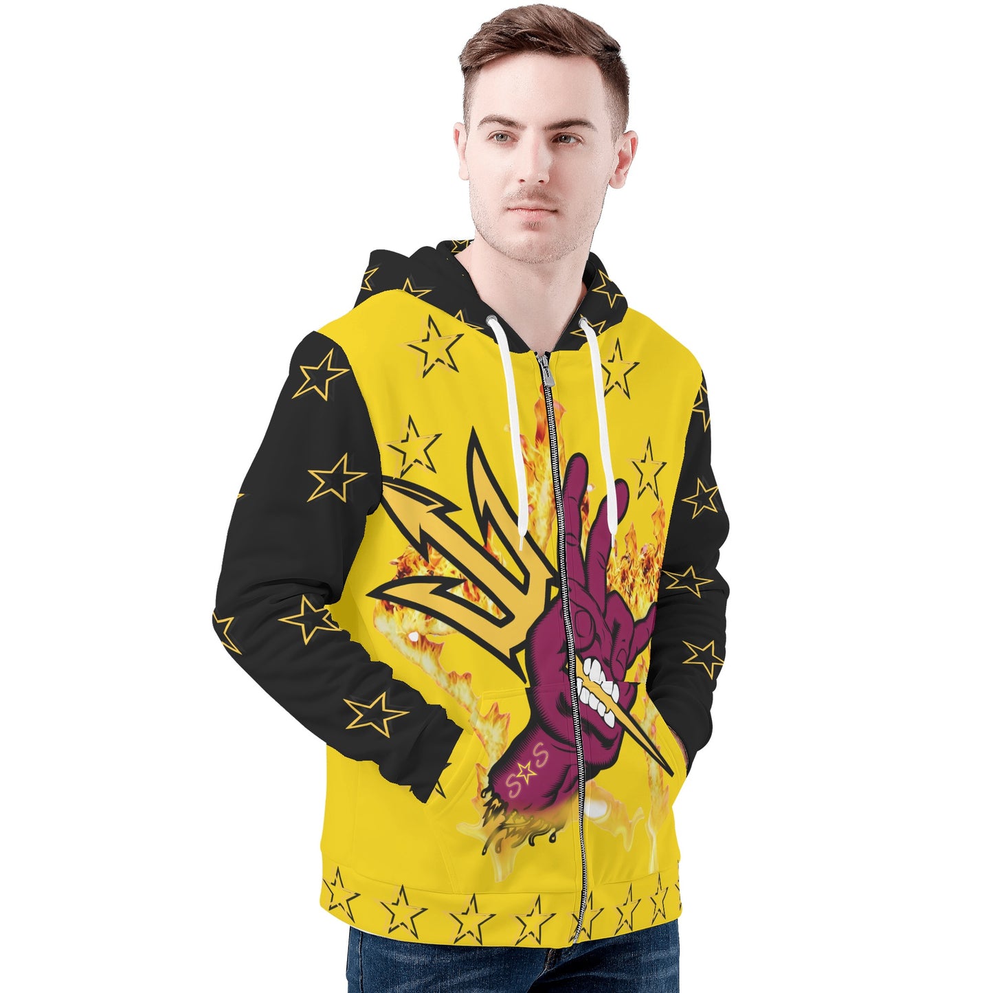 Sun Devil Follow The Fork Mens Gold/Black Zip Hoodie