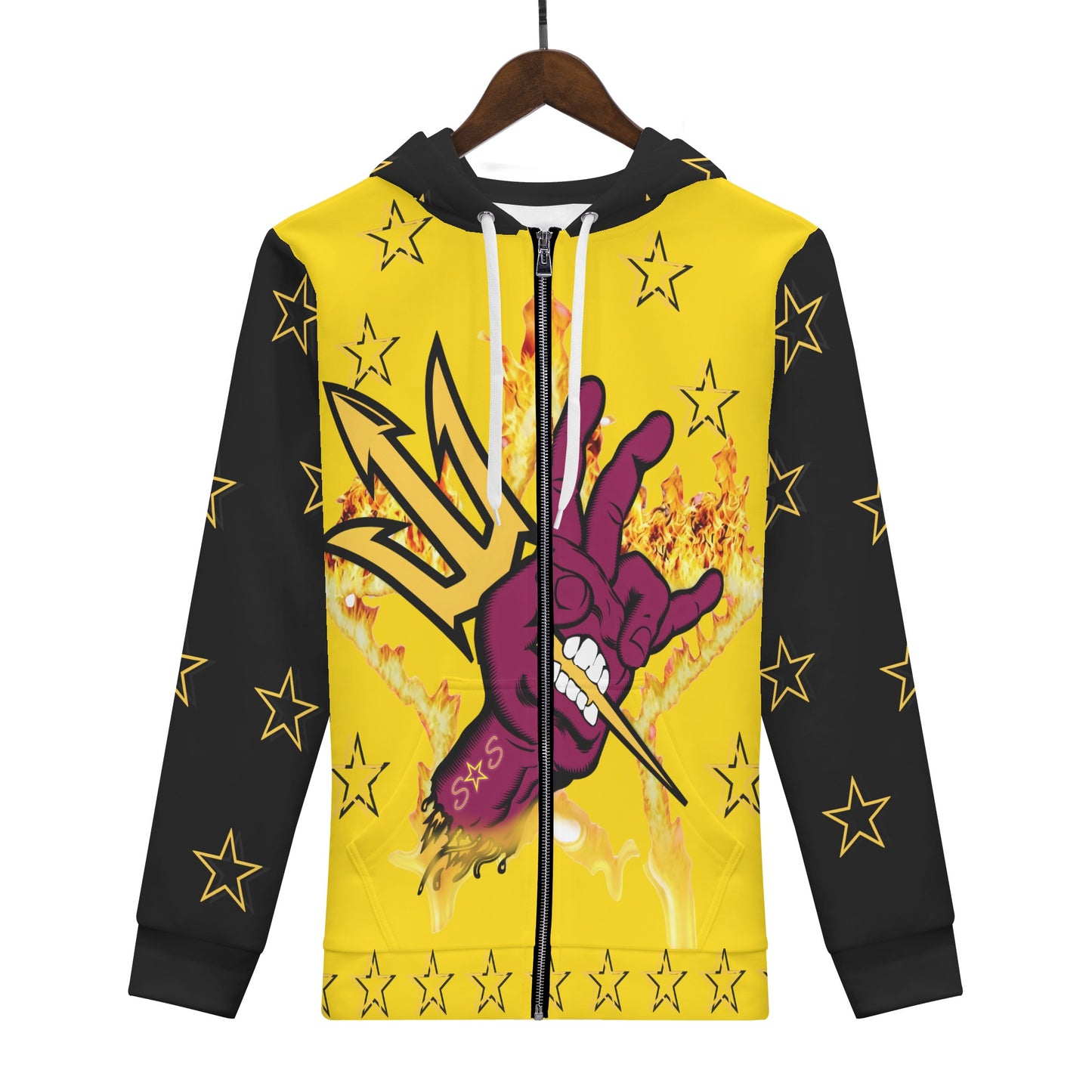 Sun Devil Follow The Fork Mens Gold/Black Zip Hoodie