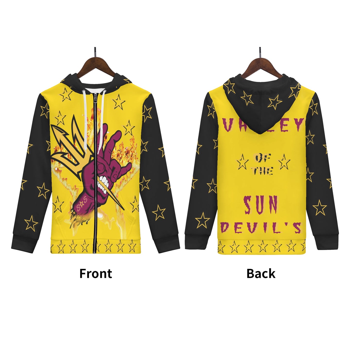 Sun Devil Follow The Fork Mens Gold/Black Zip Hoodie