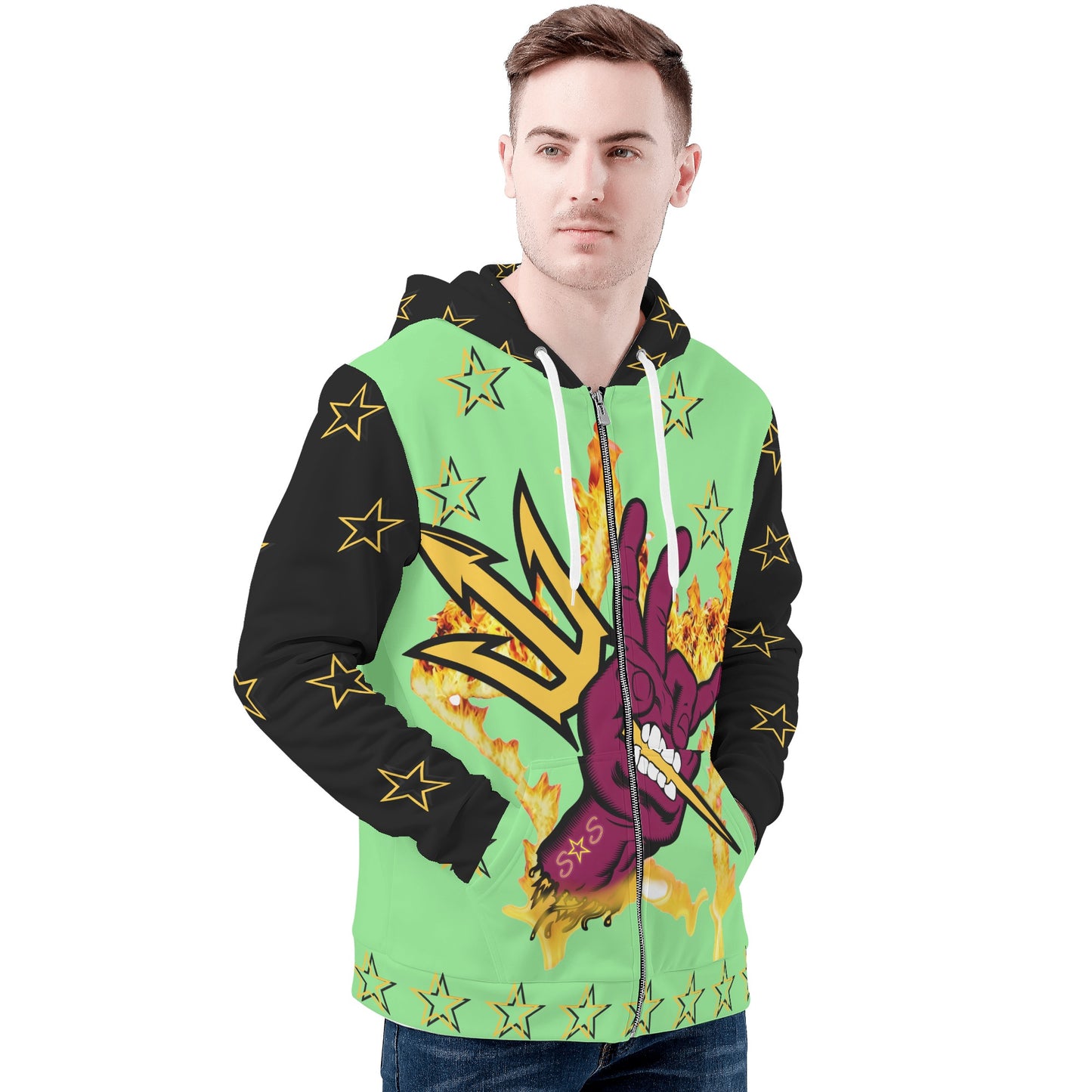 Sun Devil Follow The Fork Mens MintGreen/Black Zip Hoodie