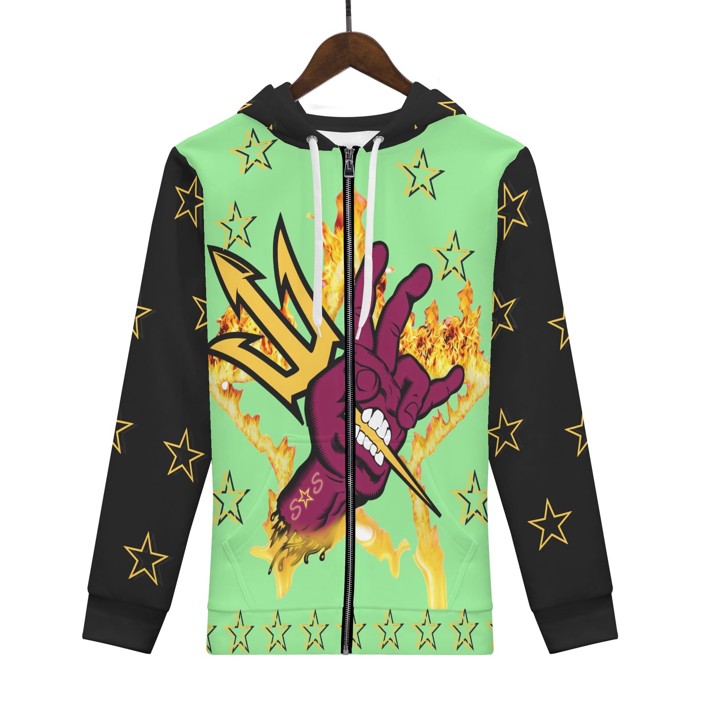 Sun Devil Follow The Fork Mens MintGreen/Black Zip Hoodie