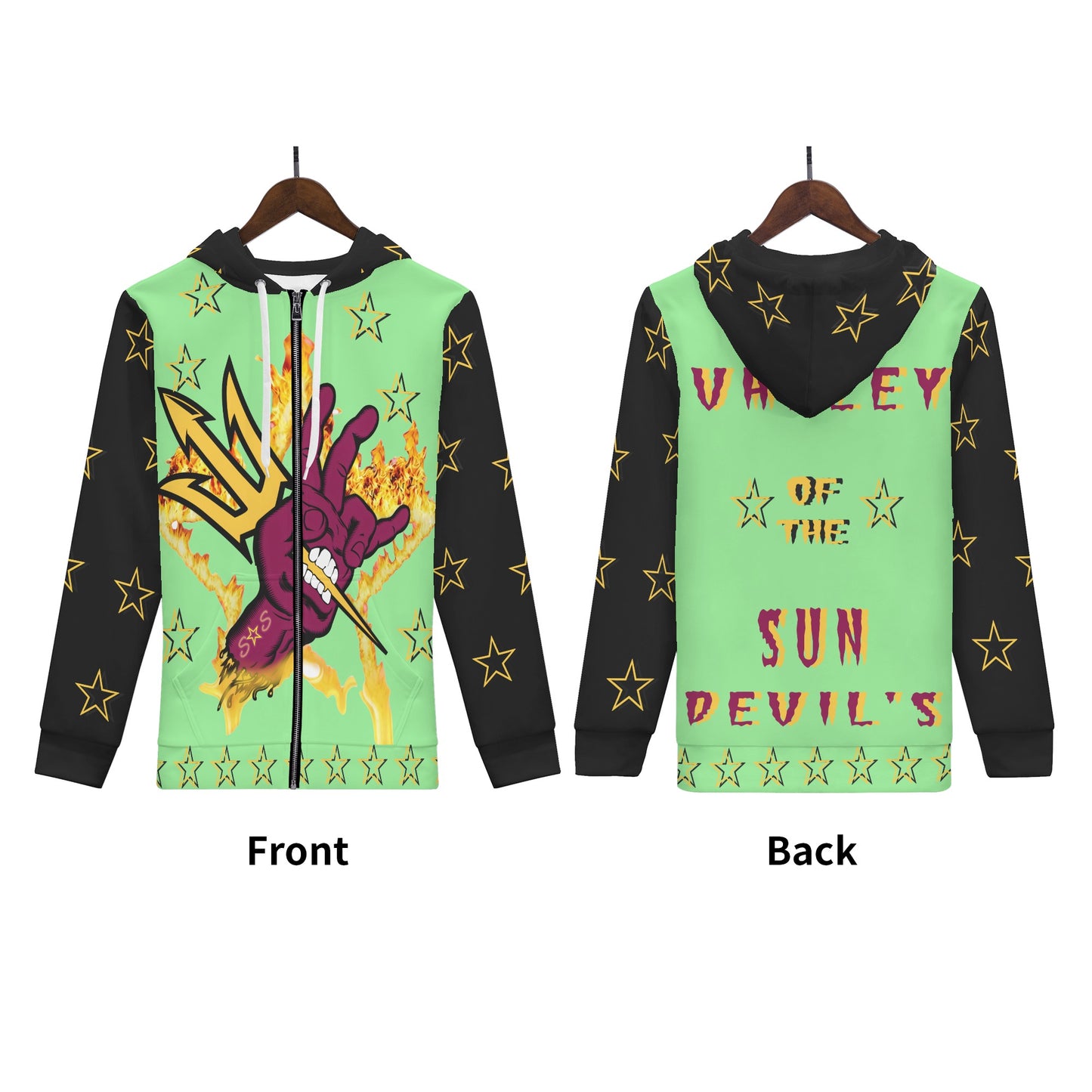 Sun Devil Follow The Fork Mens MintGreen/Black Zip Hoodie