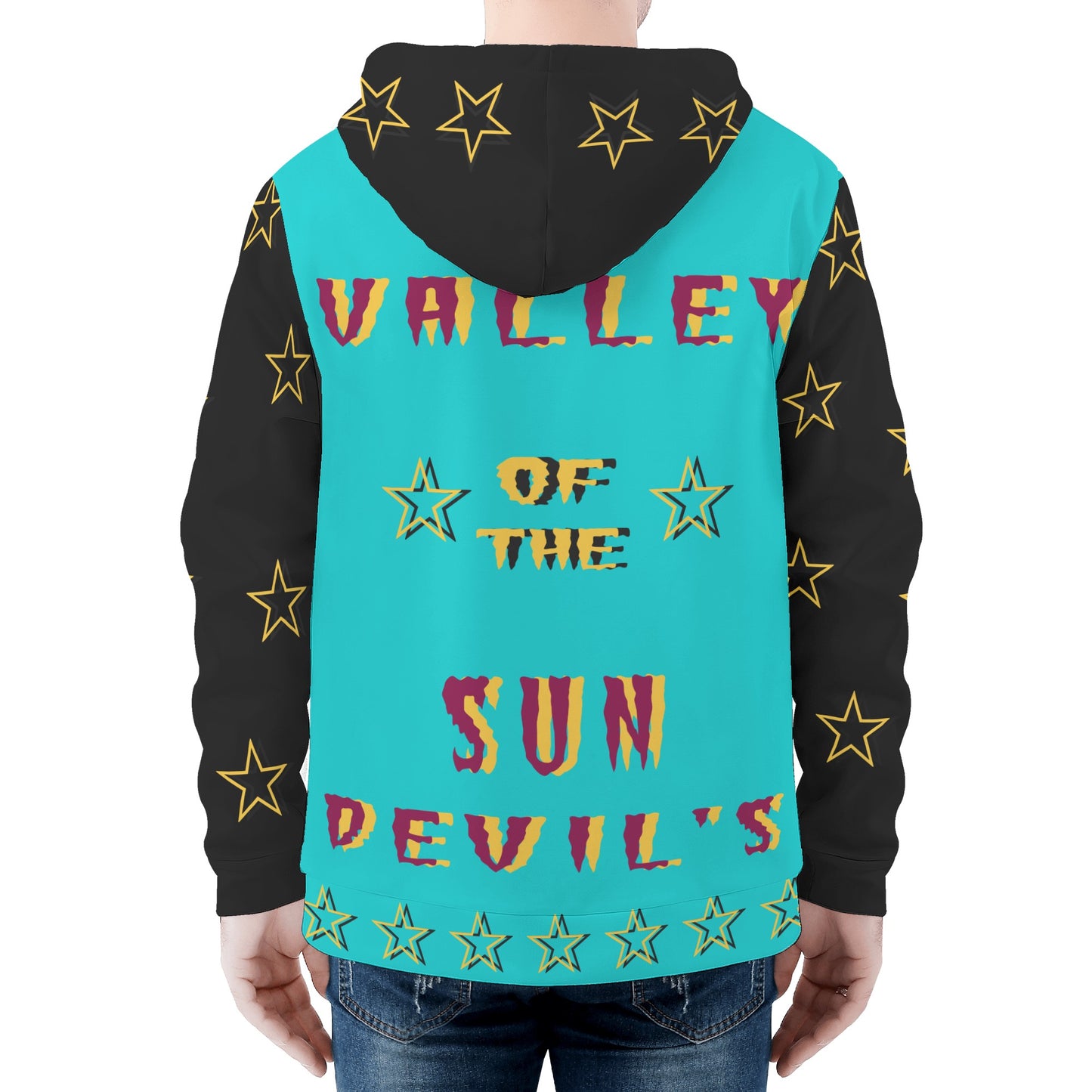 Sun Devil Follow The Fork Mens Turquoise/Black Zip Hoodie