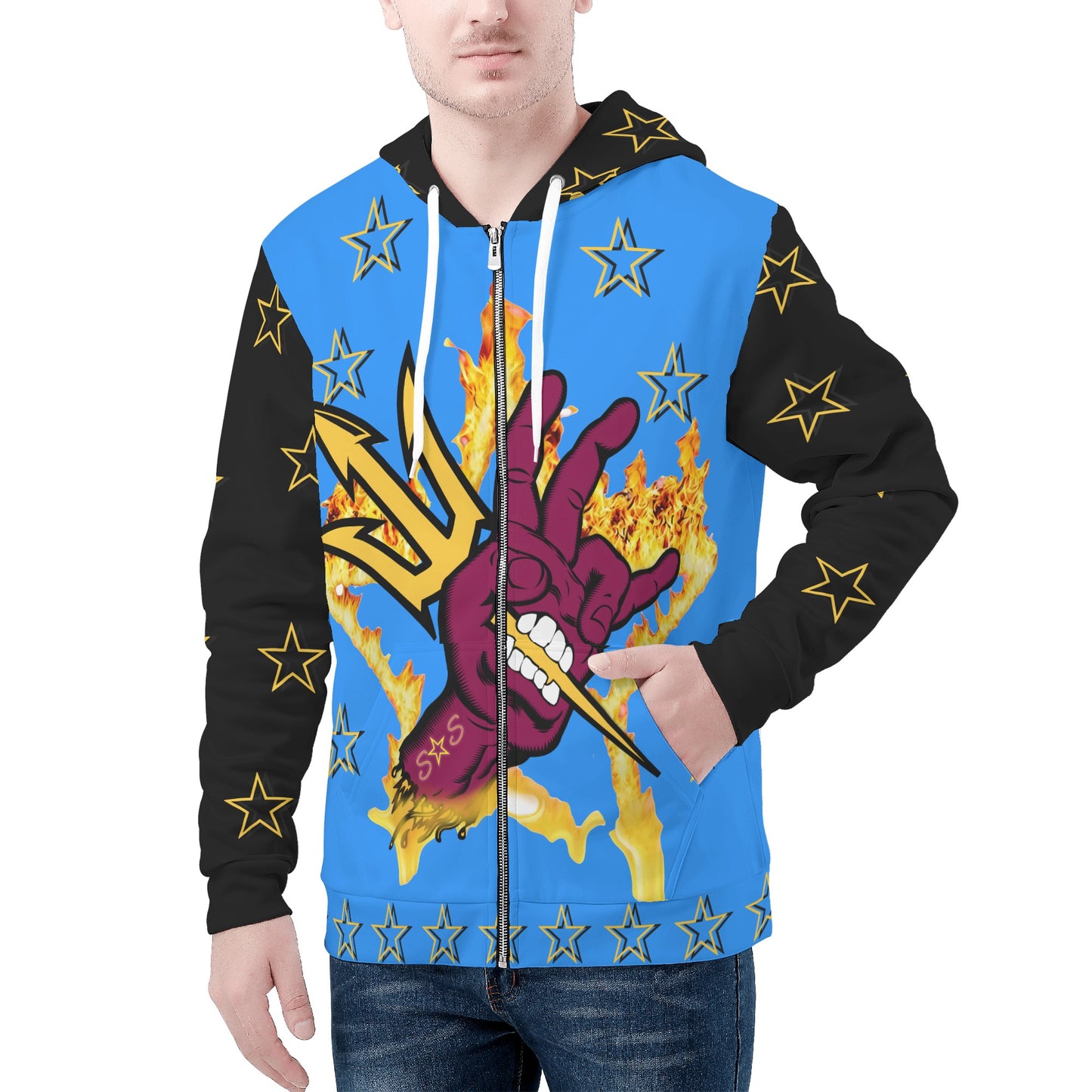 Sun Devil Follow The Fork Mens Blue/Black Zip Hoodie