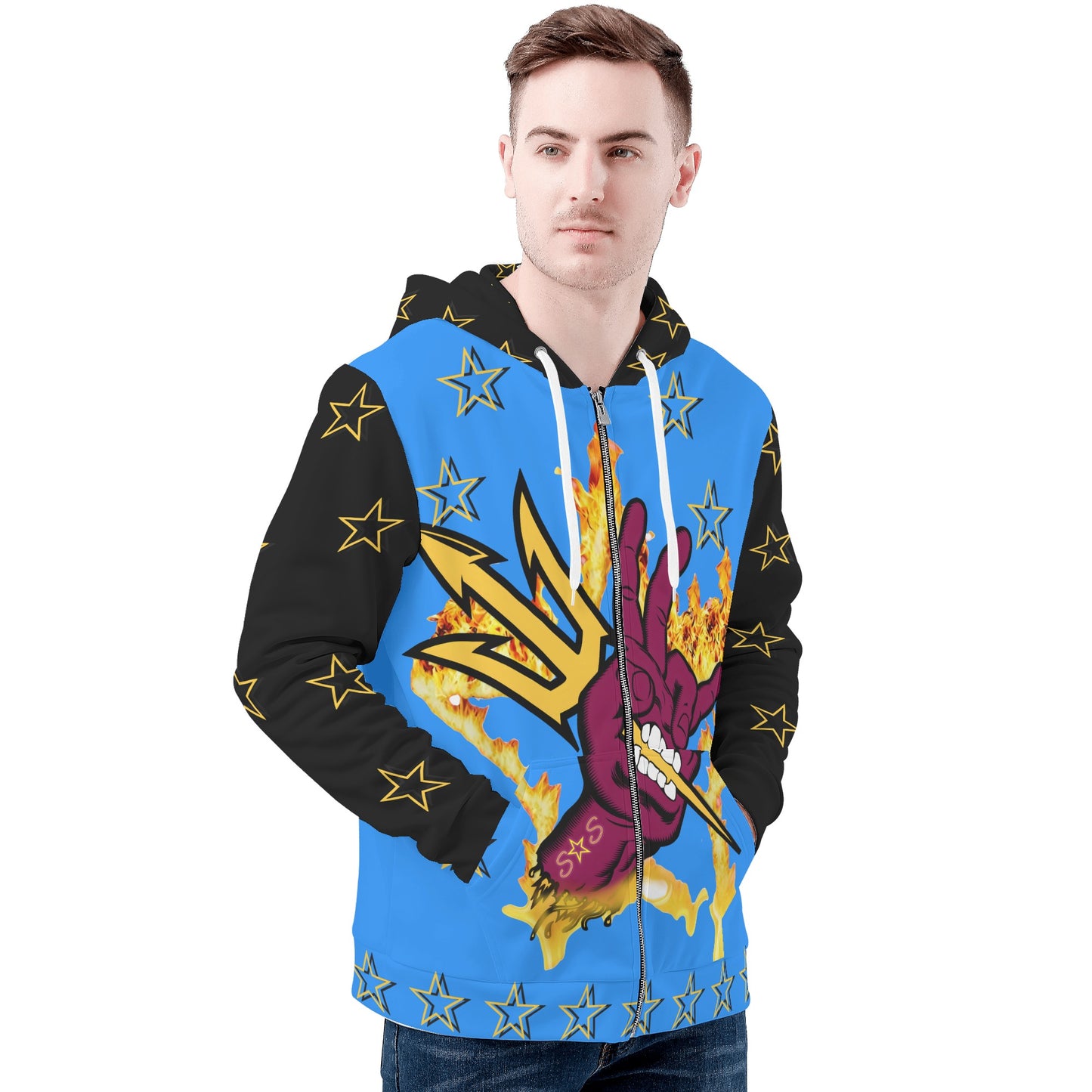 Sun Devil Follow The Fork Mens Blue/Black Zip Hoodie