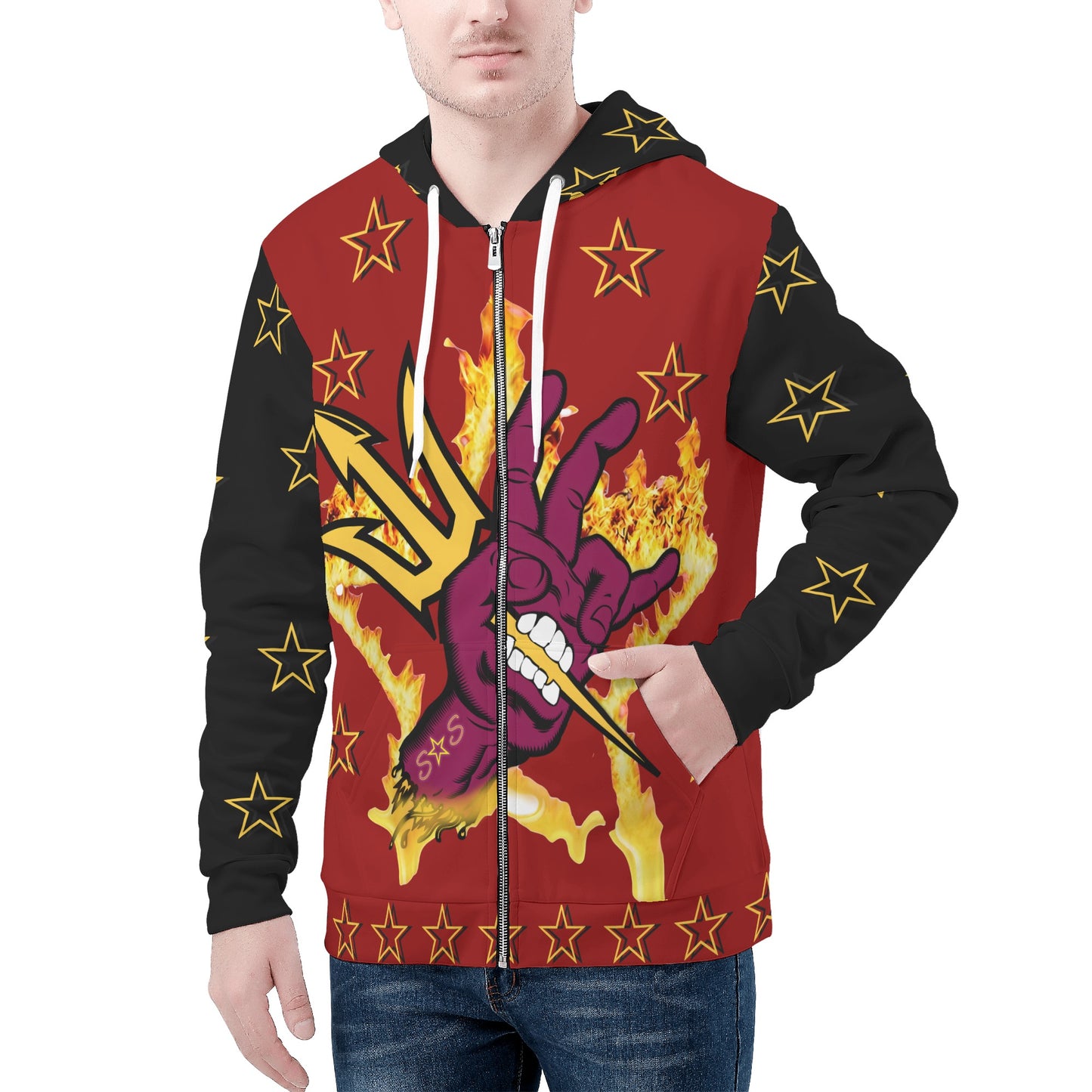 Sun Devil Follow The Fork Mens Maroon/Black Zip Hoodie