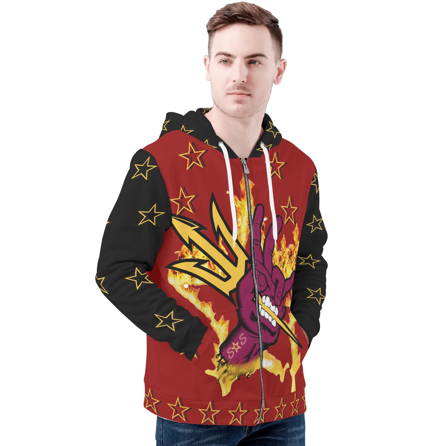 Sun Devil Follow The Fork Mens Maroon/Black Zip Hoodie