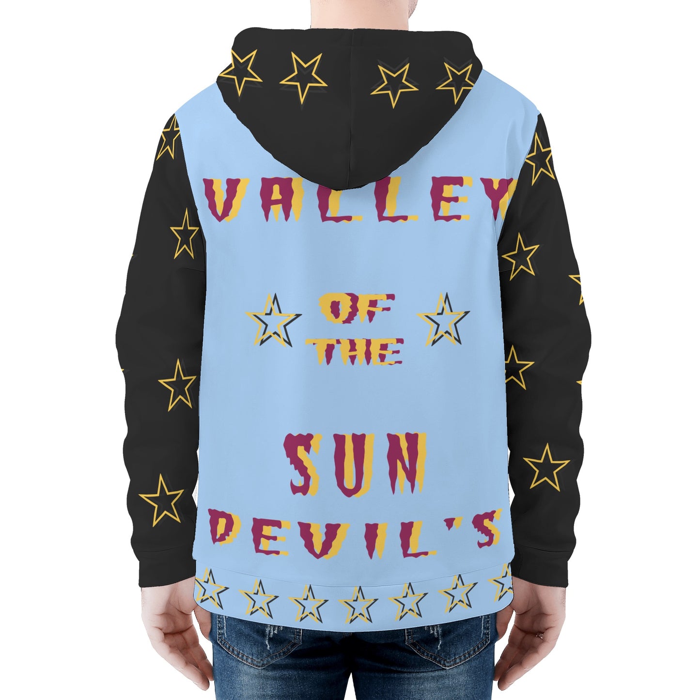 Sun Devil Follow The Fork Mens SkyBlue/Black Zip Hoodie