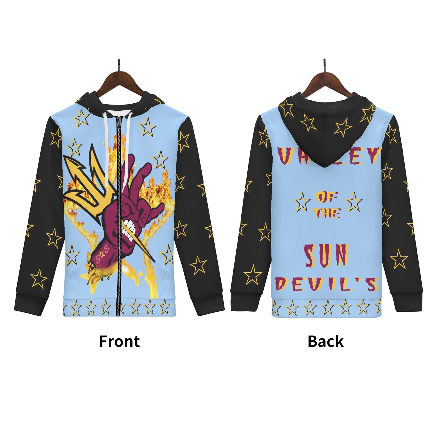 Sun Devil Follow The Fork Mens SkyBlue/Black Zip Hoodie