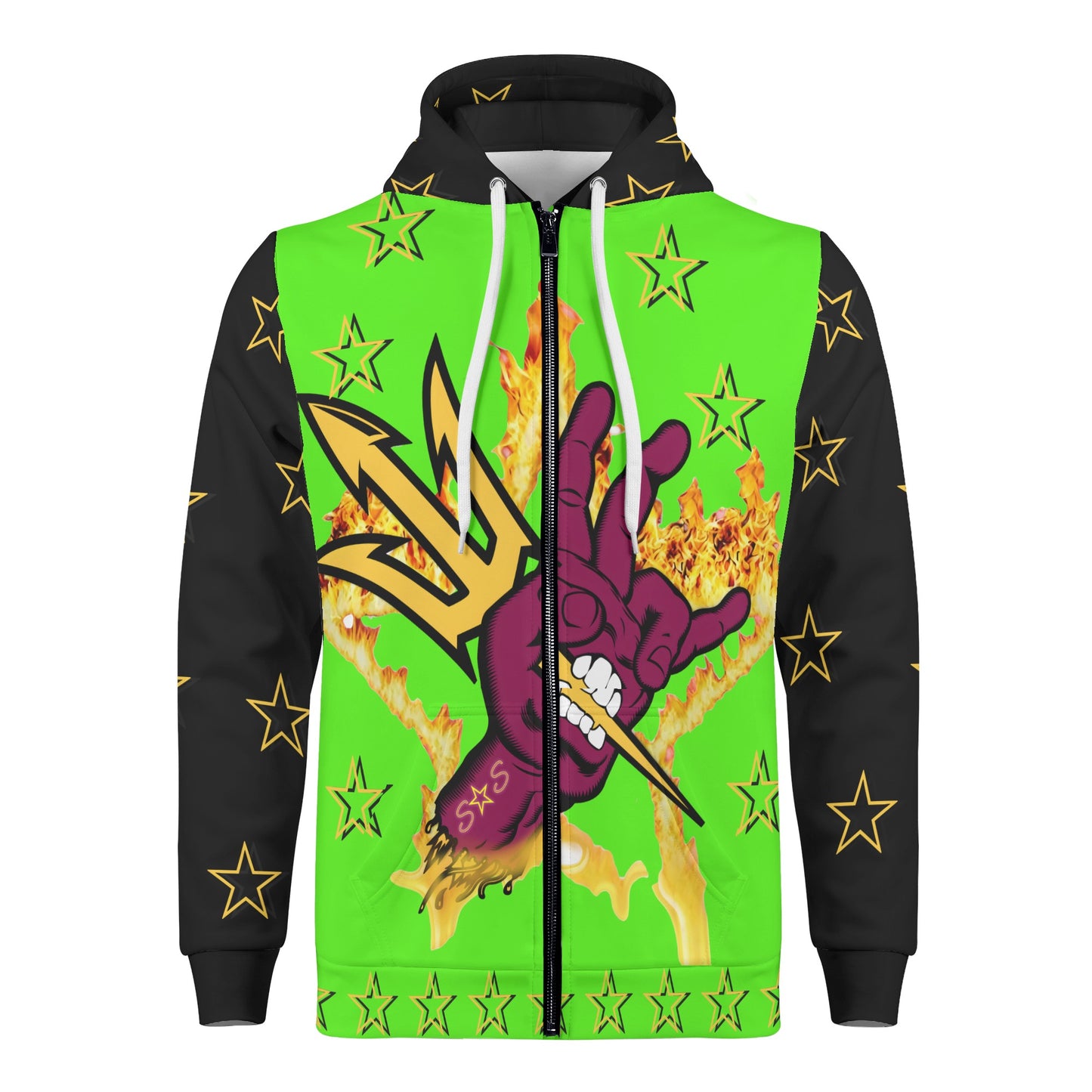 Sun Devil Follow The Fork Mens GooGreen/Black Zip Hoodie