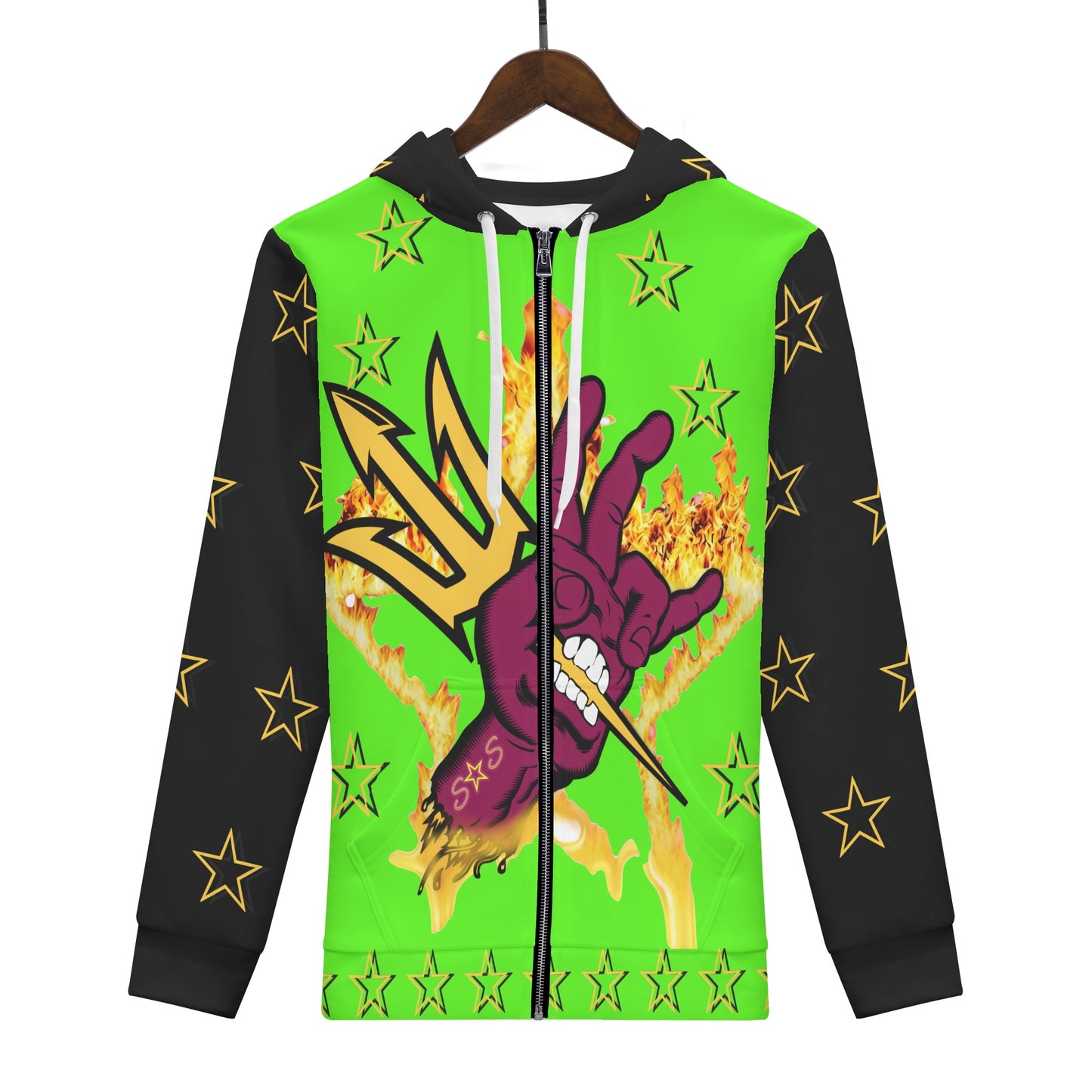 Sun Devil Follow The Fork Mens GooGreen/Black Zip Hoodie