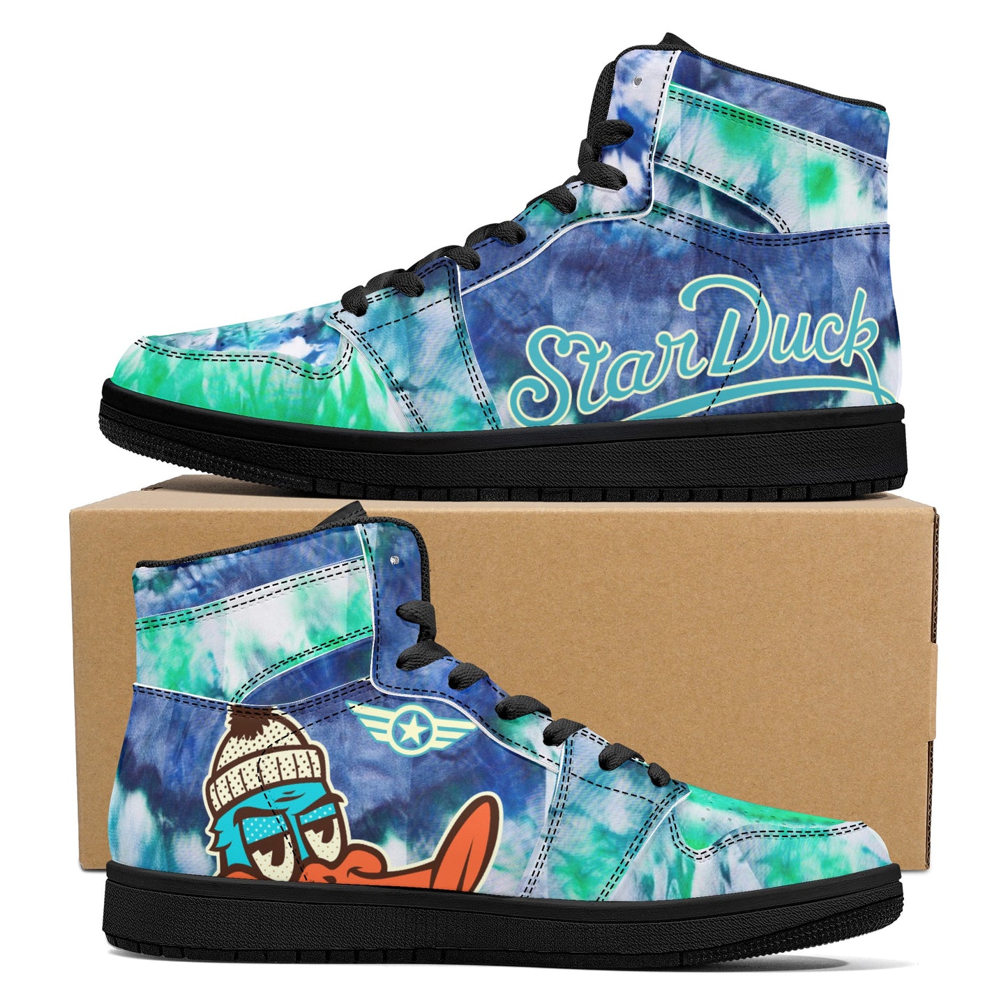 Star Duck 3 Tie-Die Limited Edition High Top Leather Star Kicks