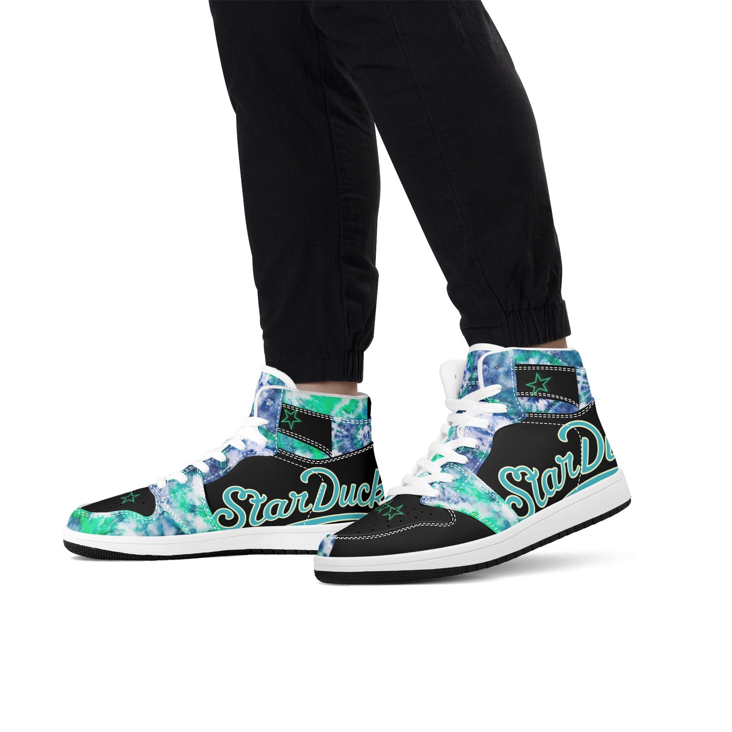 Star Duck 3 Tie-Die/Black Limited Edition High Top Leather Star Kicks