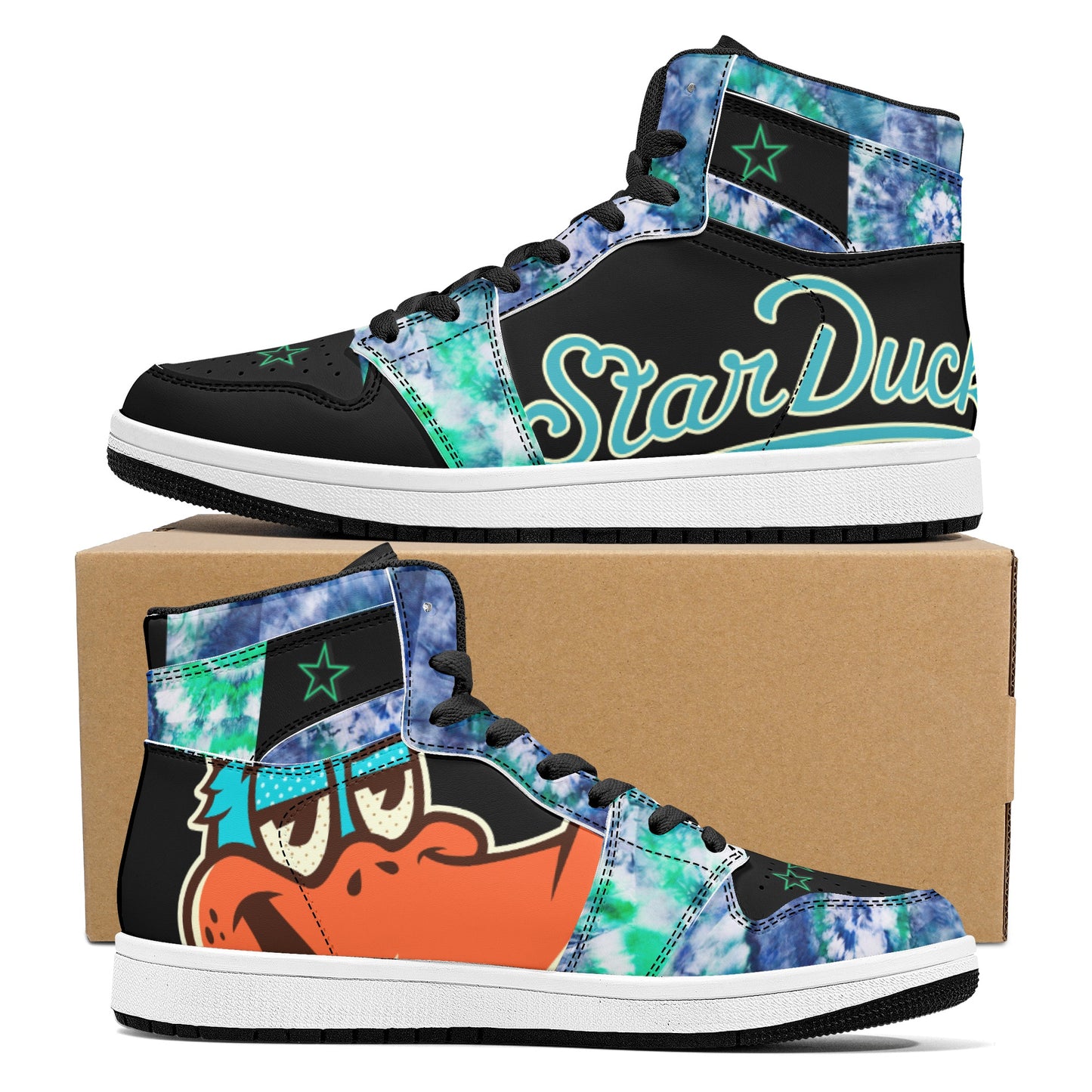 Star Duck 3 Tie-Die/Black Limited Edition High Top Leather Star Kicks