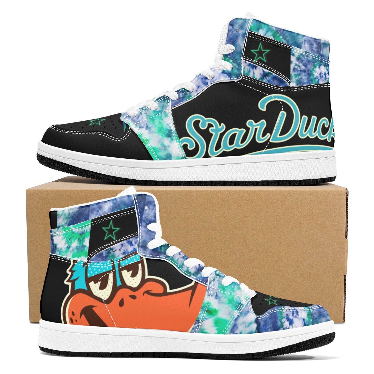 Star Duck 3 Tie-Die/Black Limited Edition High Top Leather Star Kicks