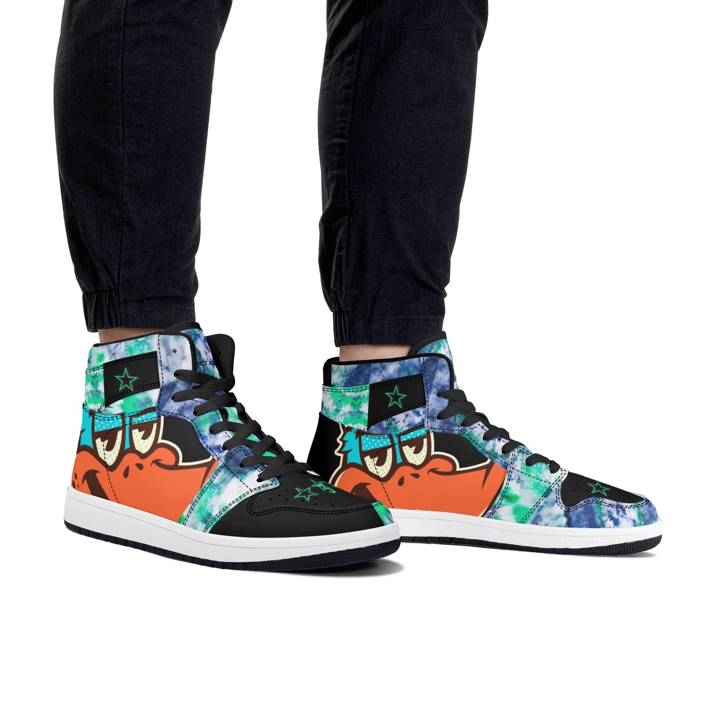 Star Duck 3 Tie-Die/Black Limited Edition High Top Leather Star Kicks