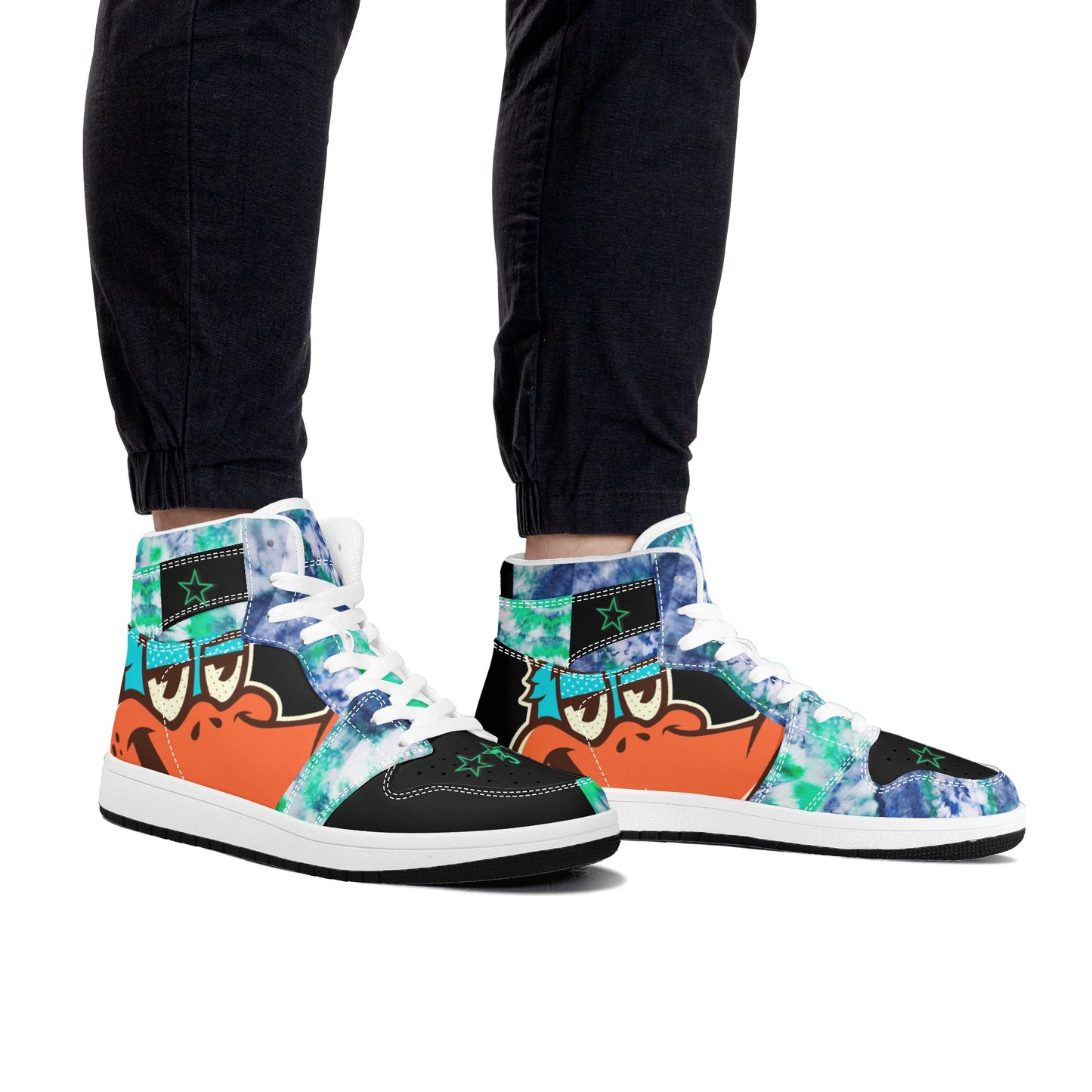 Star Duck 3 Tie-Die/Black Limited Edition High Top Leather Star Kicks