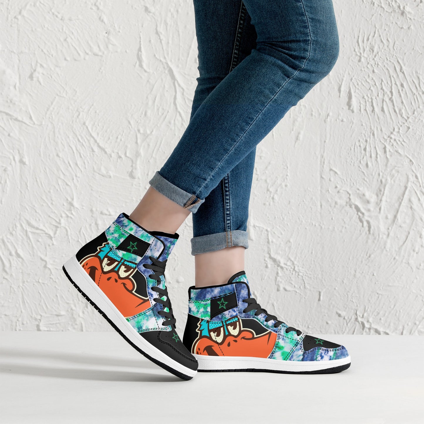 Star Duck 3 Tie-Die/Black Limited Edition High Top Leather Star Kicks