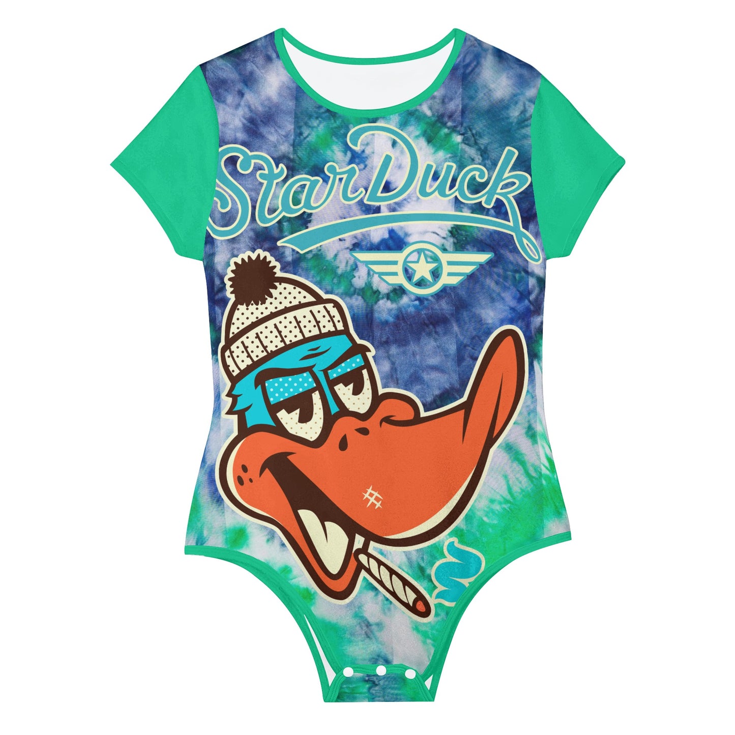 Star Duck 3 Tie-Die Limited Edition Womens Soft Short Sleeve Bodysuit