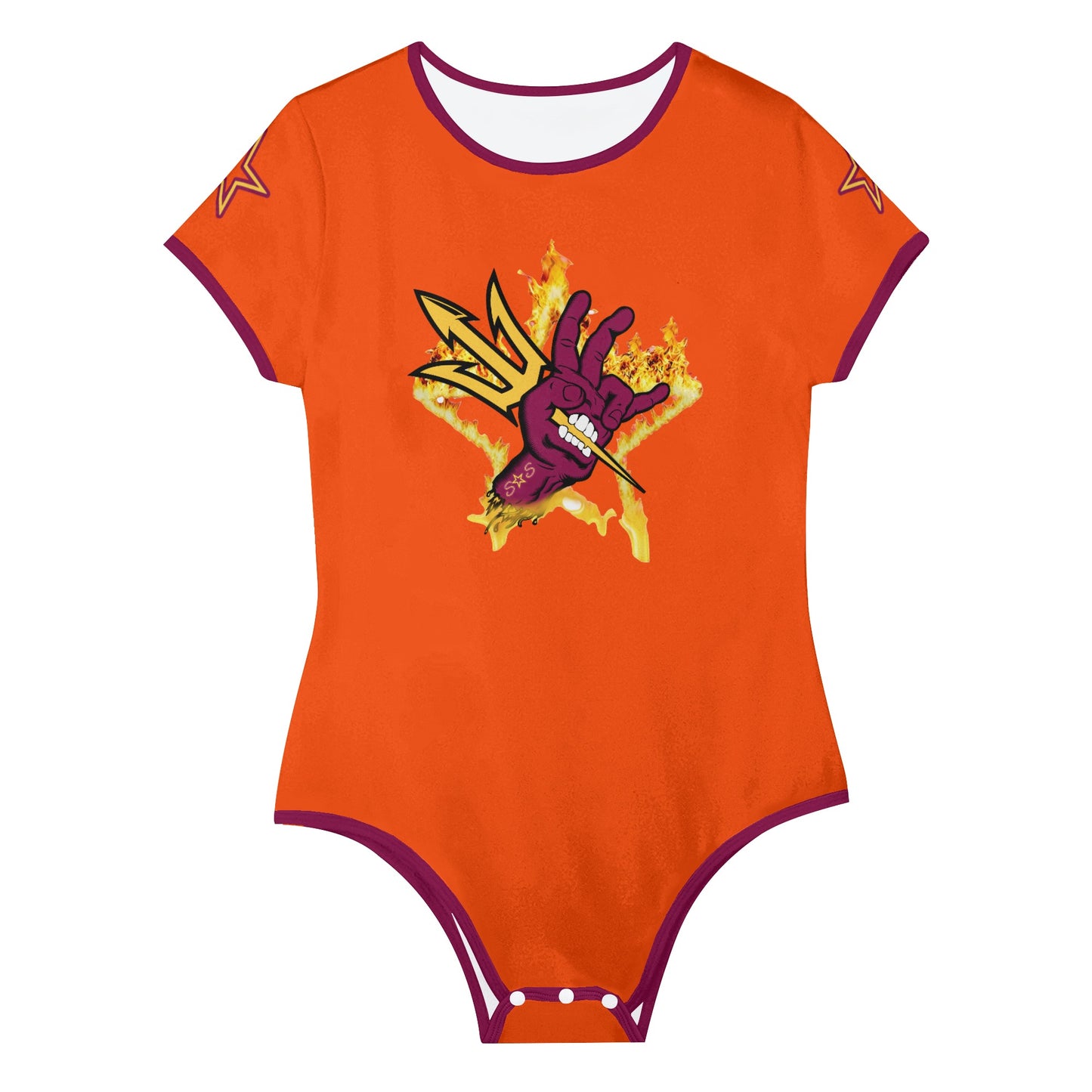 Sun Devil Follow The Fork DarkOrange/Maroon Edition Womens Soft Short Sleeve Bodysuit