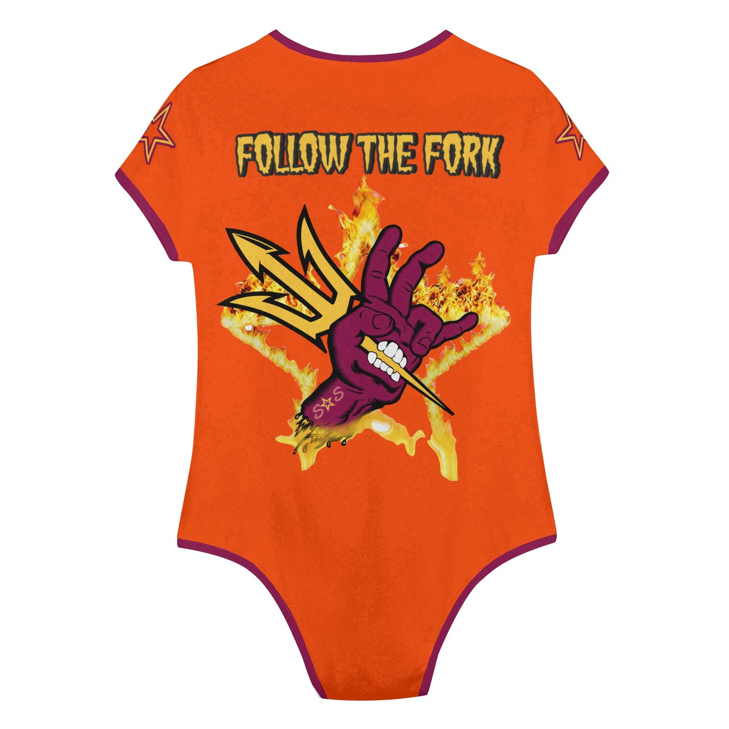 Sun Devil Follow The Fork DarkOrange/Maroon Edition Womens Soft Short Sleeve Bodysuit