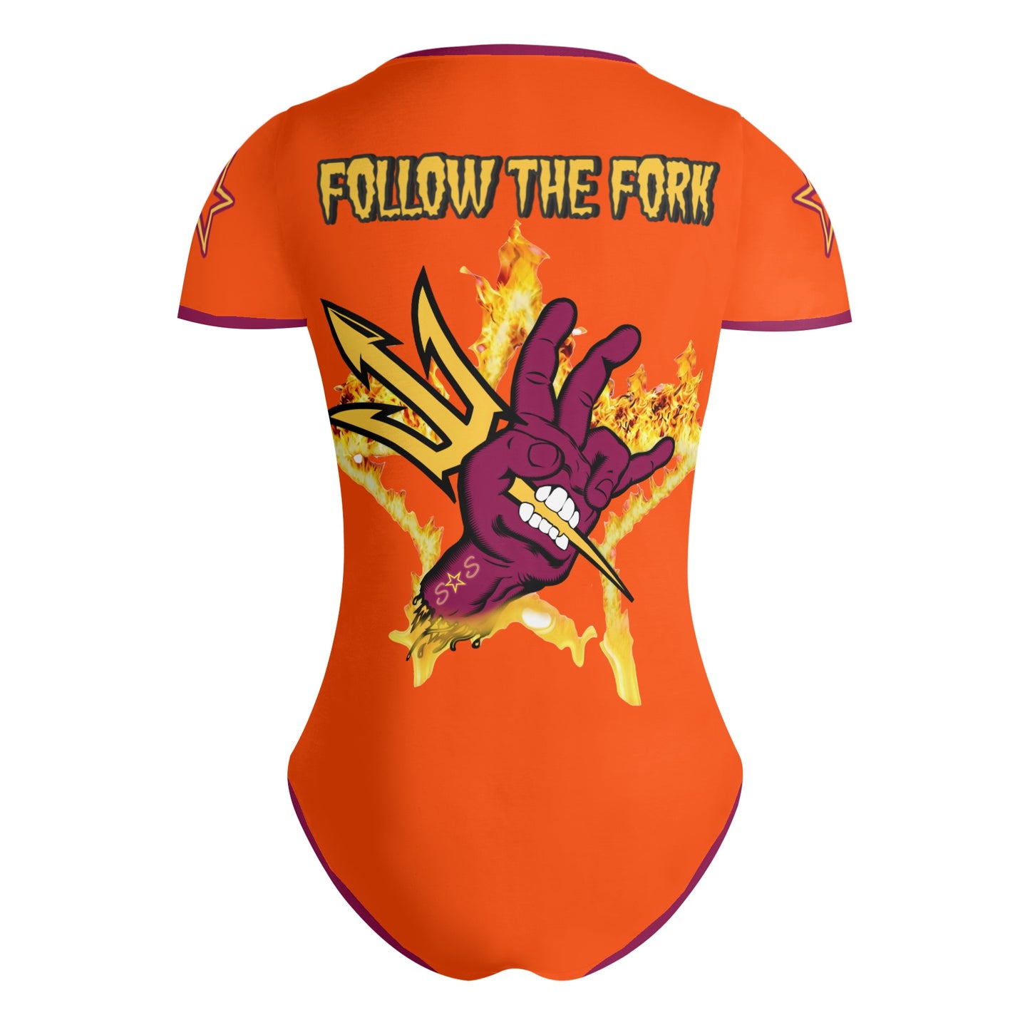 Sun Devil Follow The Fork DarkOrange/Maroon Edition Womens Soft Short Sleeve Bodysuit