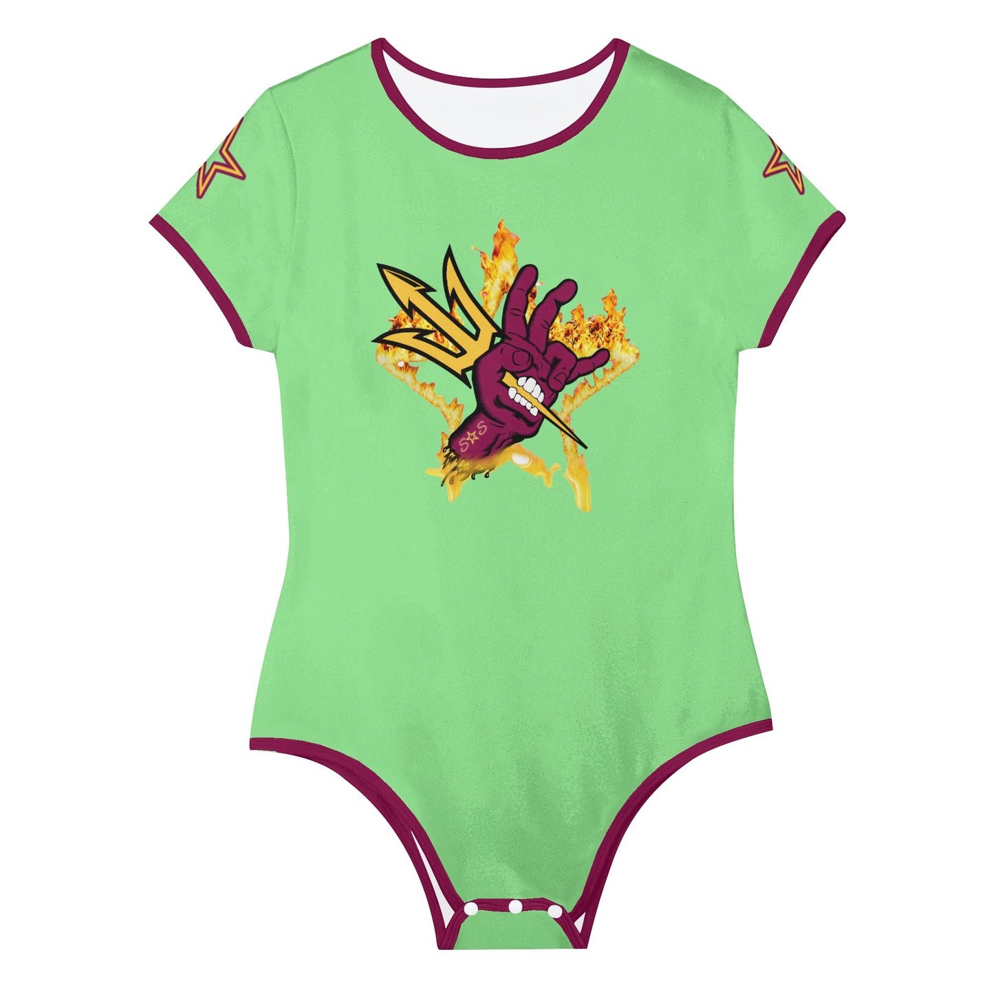 Sun Devil Follow The Fork MintGreen/Maroon Edition Womens Soft Short Sleeve Bodysuit