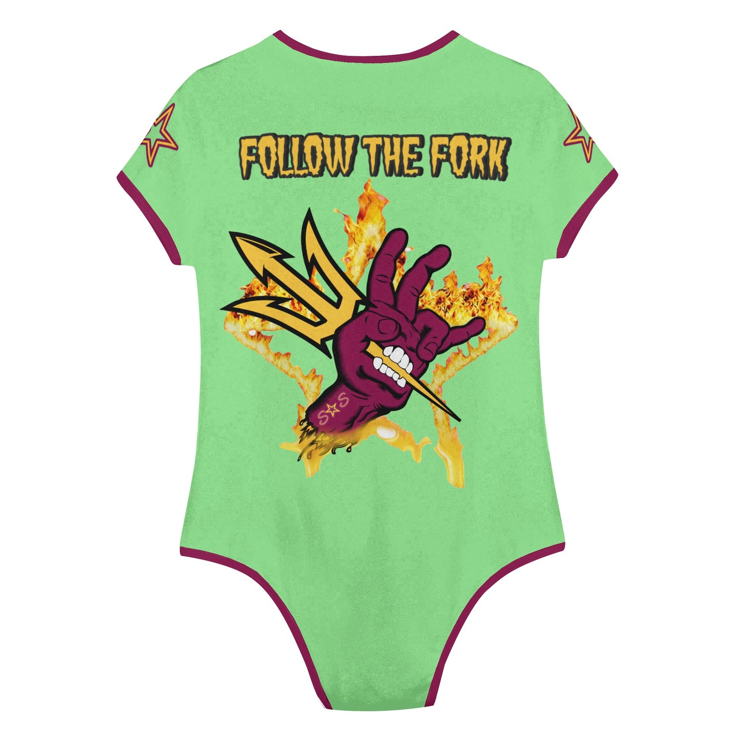 Sun Devil Follow The Fork MintGreen/Maroon Edition Womens Soft Short Sleeve Bodysuit