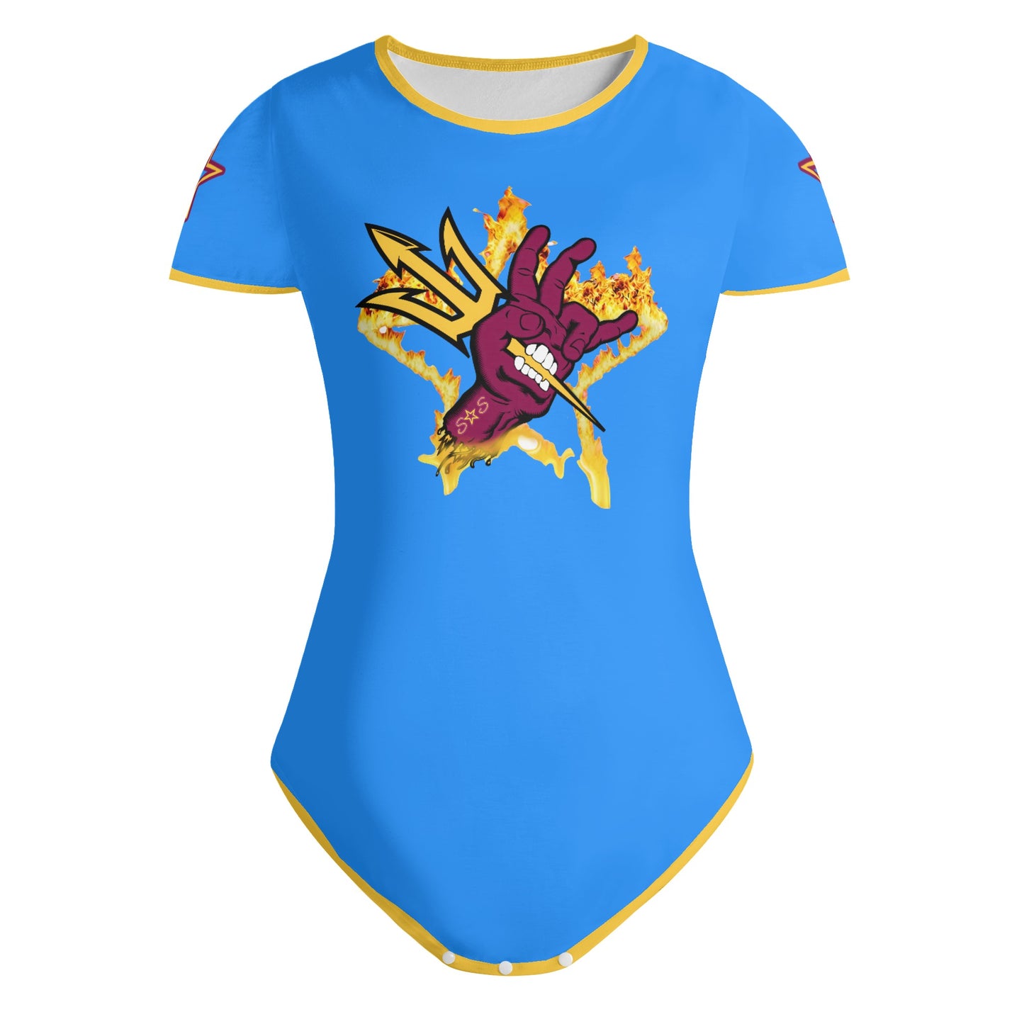 Sun Devil Follow The Fork Blue/Gold Edition Womens Soft Short Sleeve Bodysuit