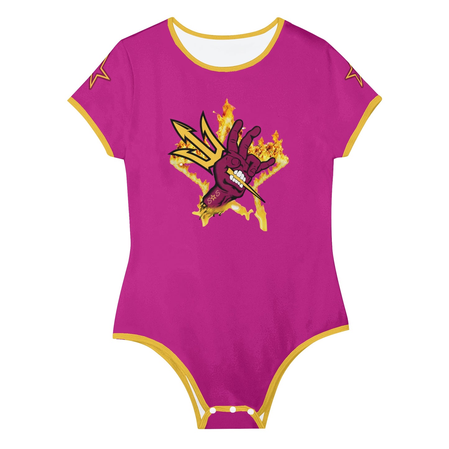 Sun Devil Follow The Fork Purple/Gold Edition Womens Soft Short Sleeve Bodysuit