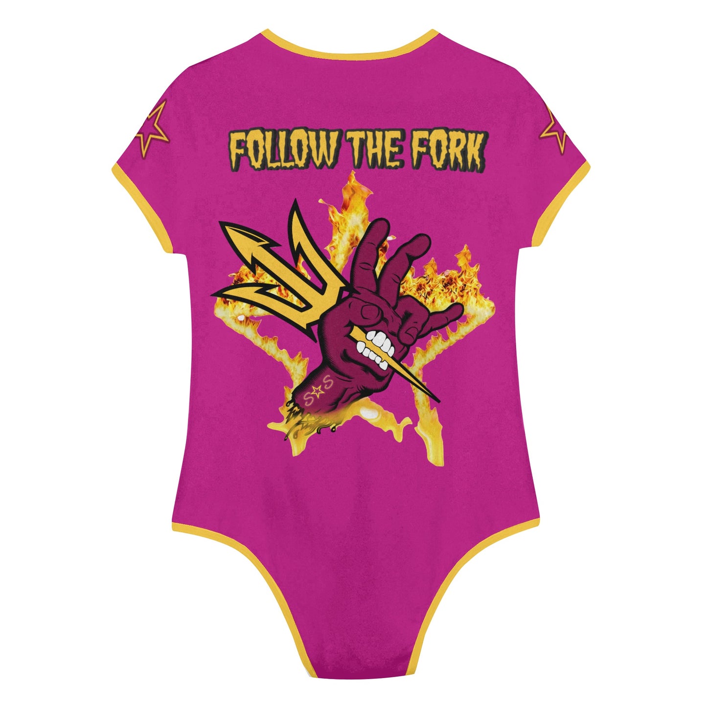 Sun Devil Follow The Fork Purple/Gold Edition Womens Soft Short Sleeve Bodysuit