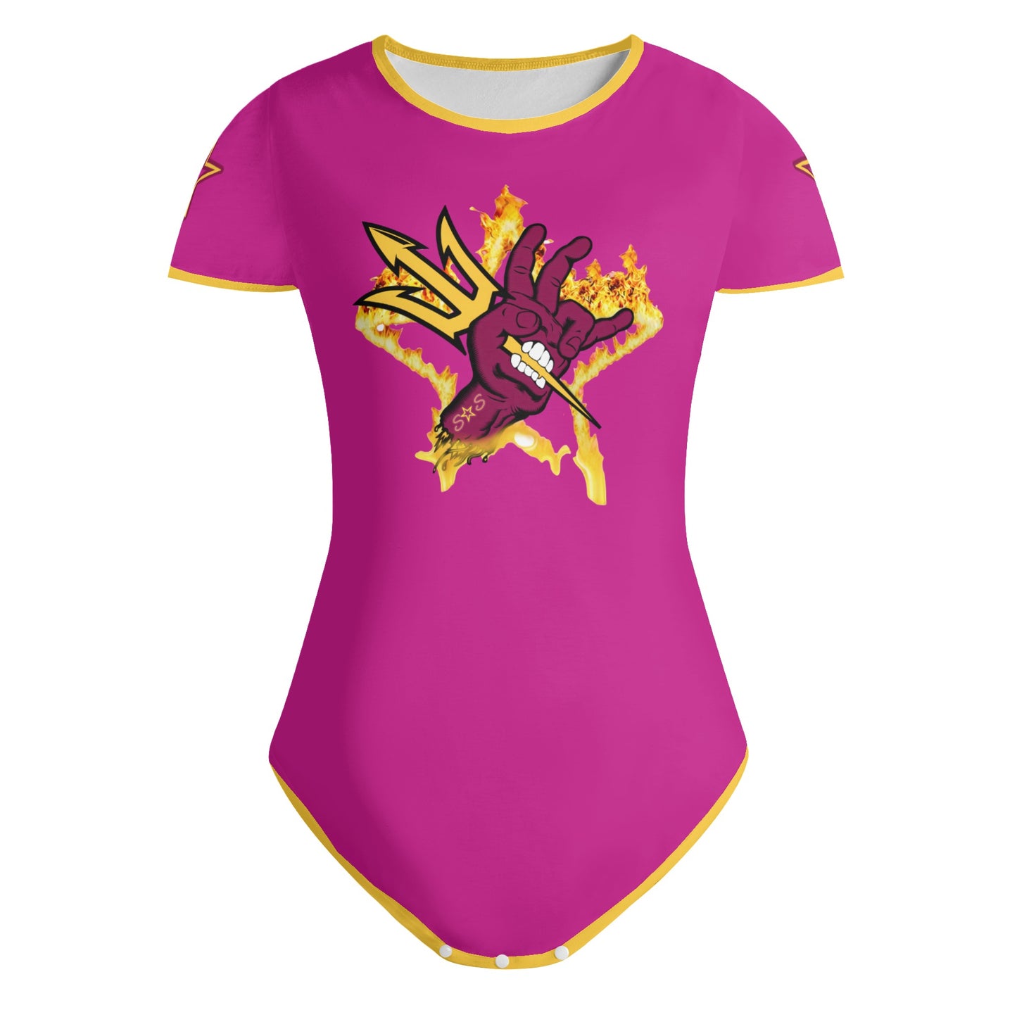 Sun Devil Follow The Fork Purple/Gold Edition Womens Soft Short Sleeve Bodysuit