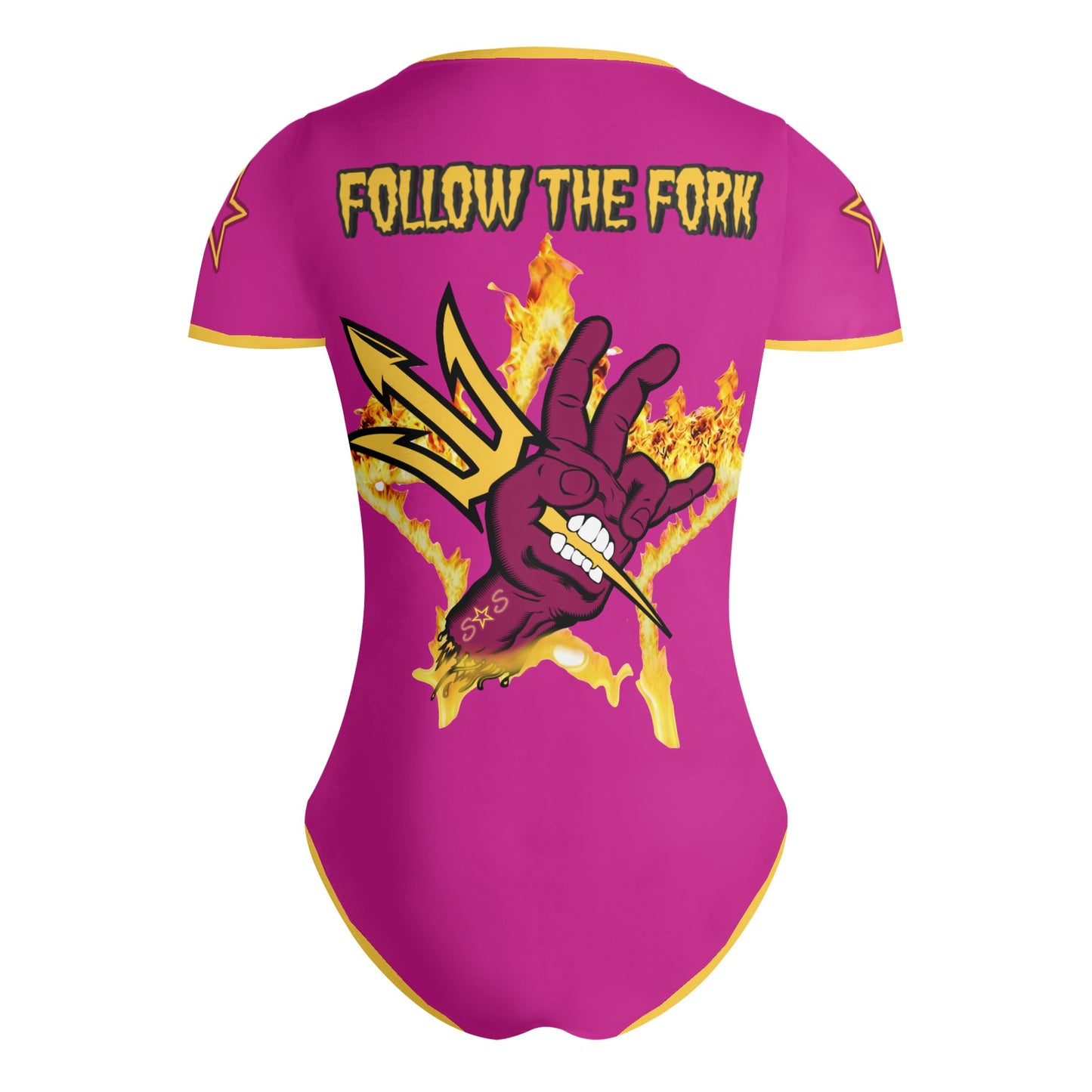 Sun Devil Follow The Fork Purple/Gold Edition Womens Soft Short Sleeve Bodysuit