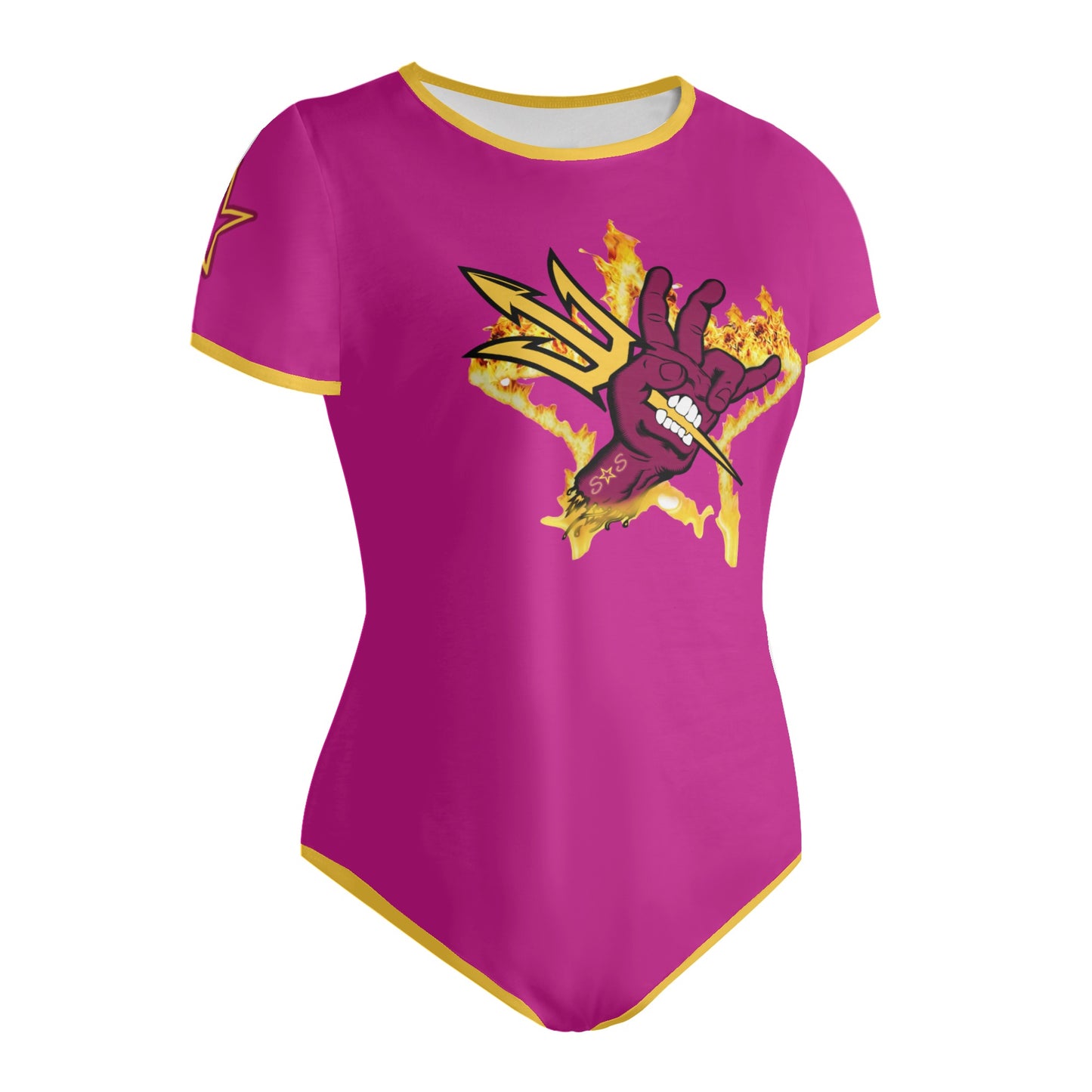 Sun Devil Follow The Fork Purple/Gold Edition Womens Soft Short Sleeve Bodysuit