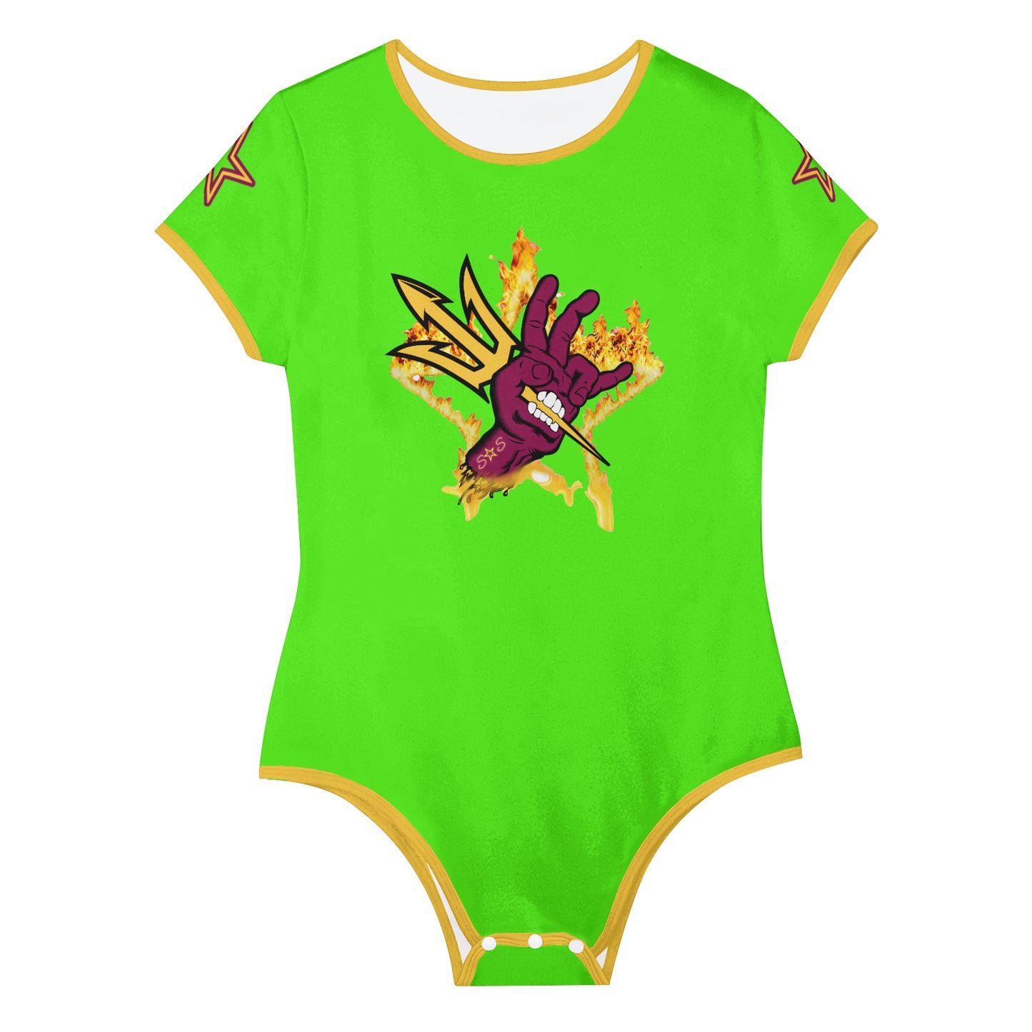 Sun Devil Follow The Fork GooGreen/Gold Edition Womens Soft Short Sleeve Bodysuit