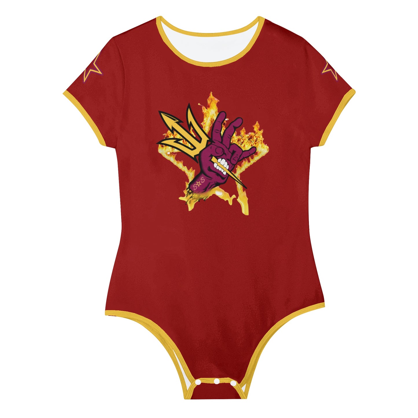 Sun Devil Follow The Fork Maroon/Gold Edition Womens Soft Short Sleeve Bodysuit