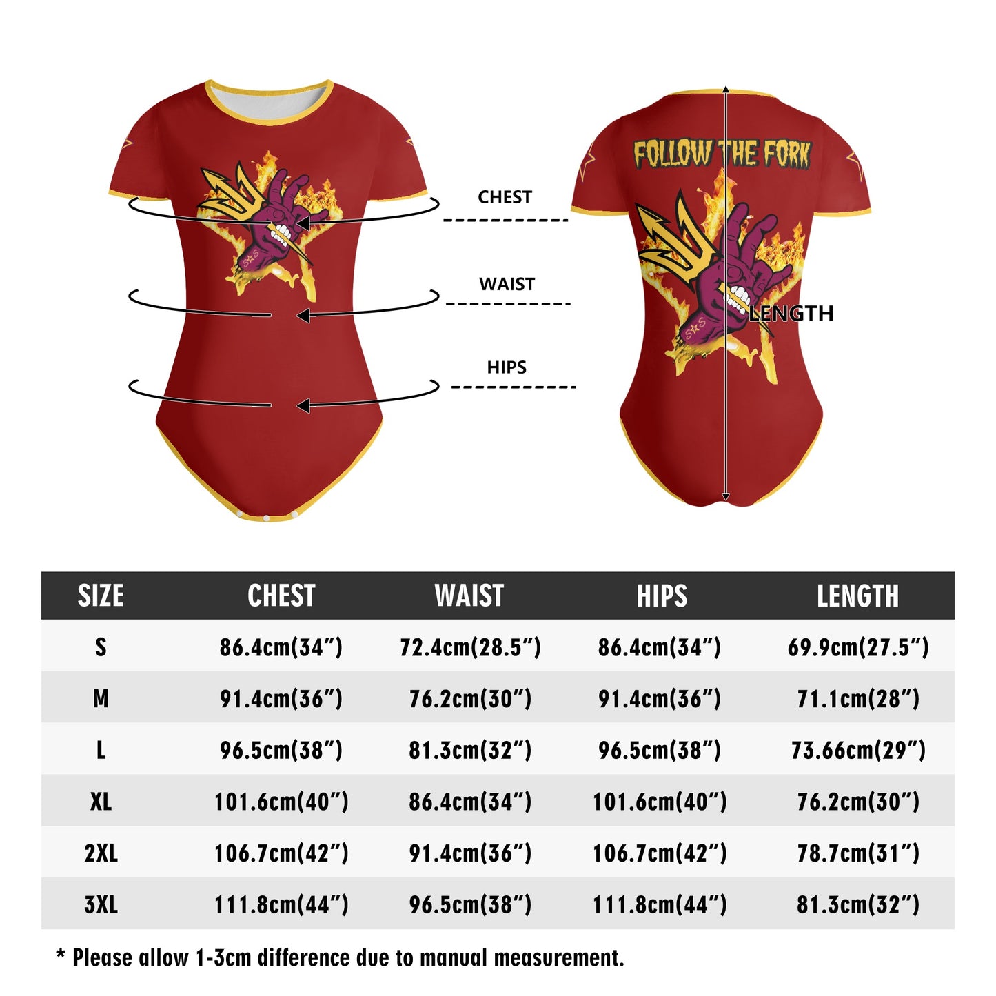 Sun Devil Follow The Fork Maroon/Gold Edition Womens Soft Short Sleeve Bodysuit