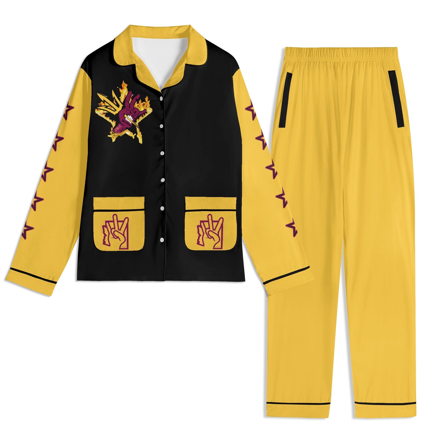 Sun Devil Forks Up Edition Unisex Long Sleeve Adult Nightwear Pajama Set