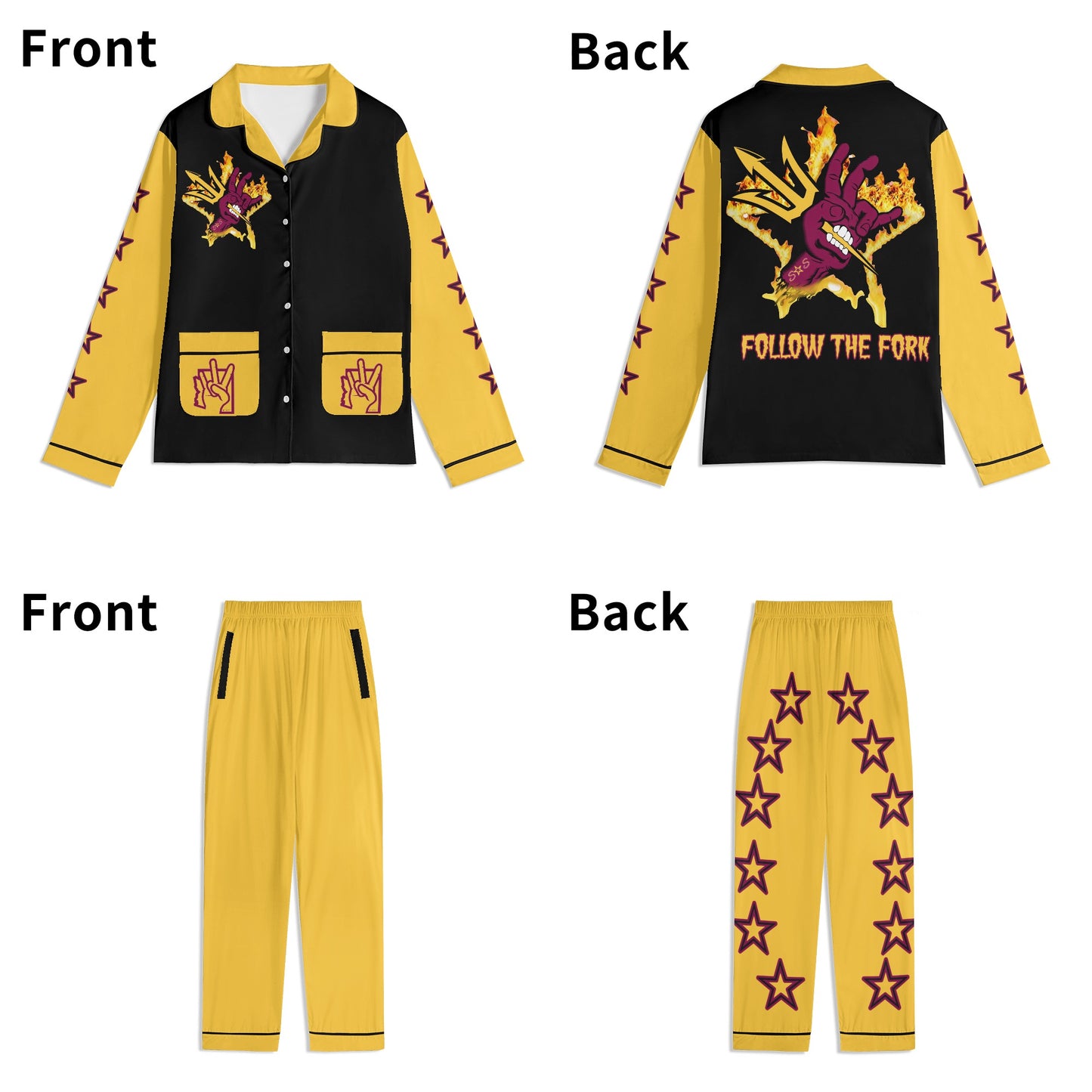 Sun Devil Forks Up Edition Unisex Long Sleeve Adult Nightwear Pajama Set