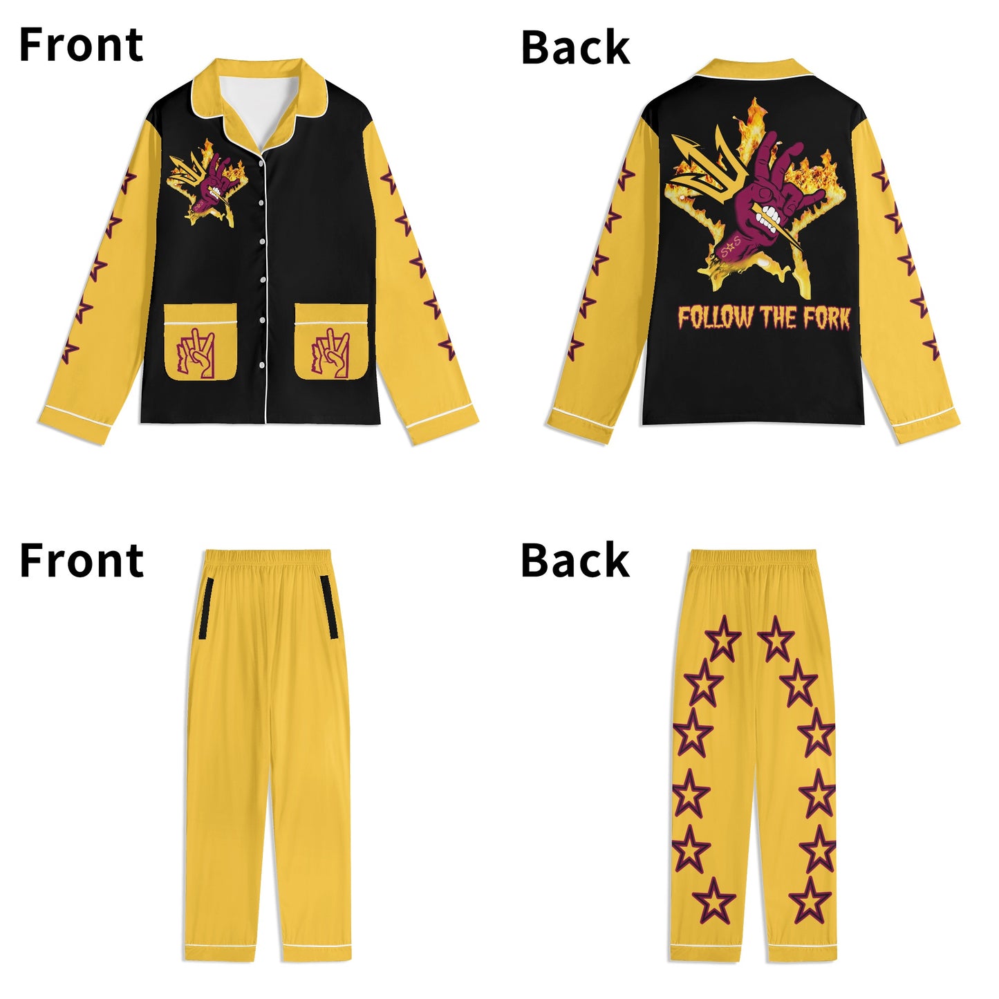 Sun Devil Forks Up Edition Unisex Long Sleeve Adult Nightwear Pajama Set