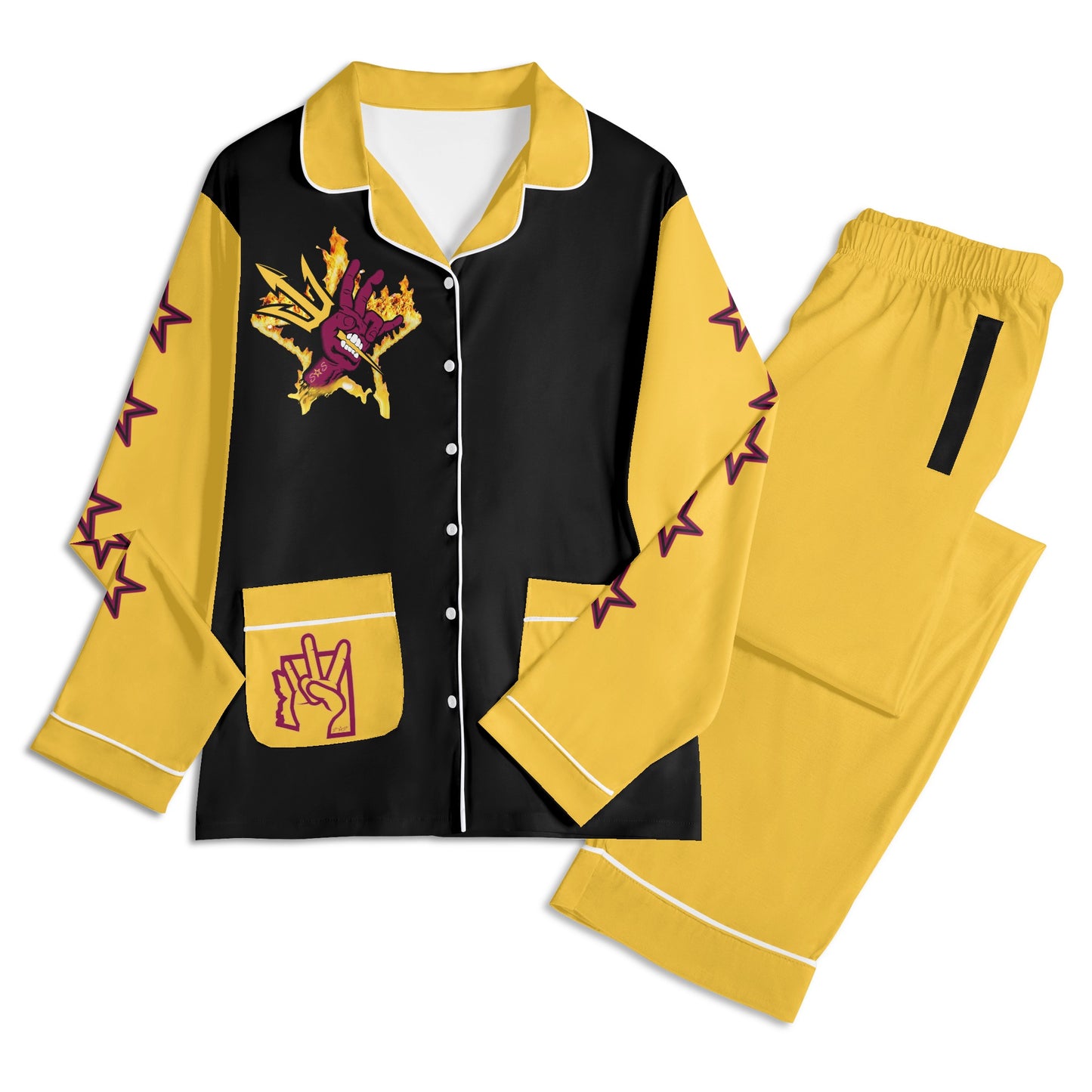 Sun Devil Forks Up Edition Unisex Long Sleeve Adult Nightwear Pajama Set